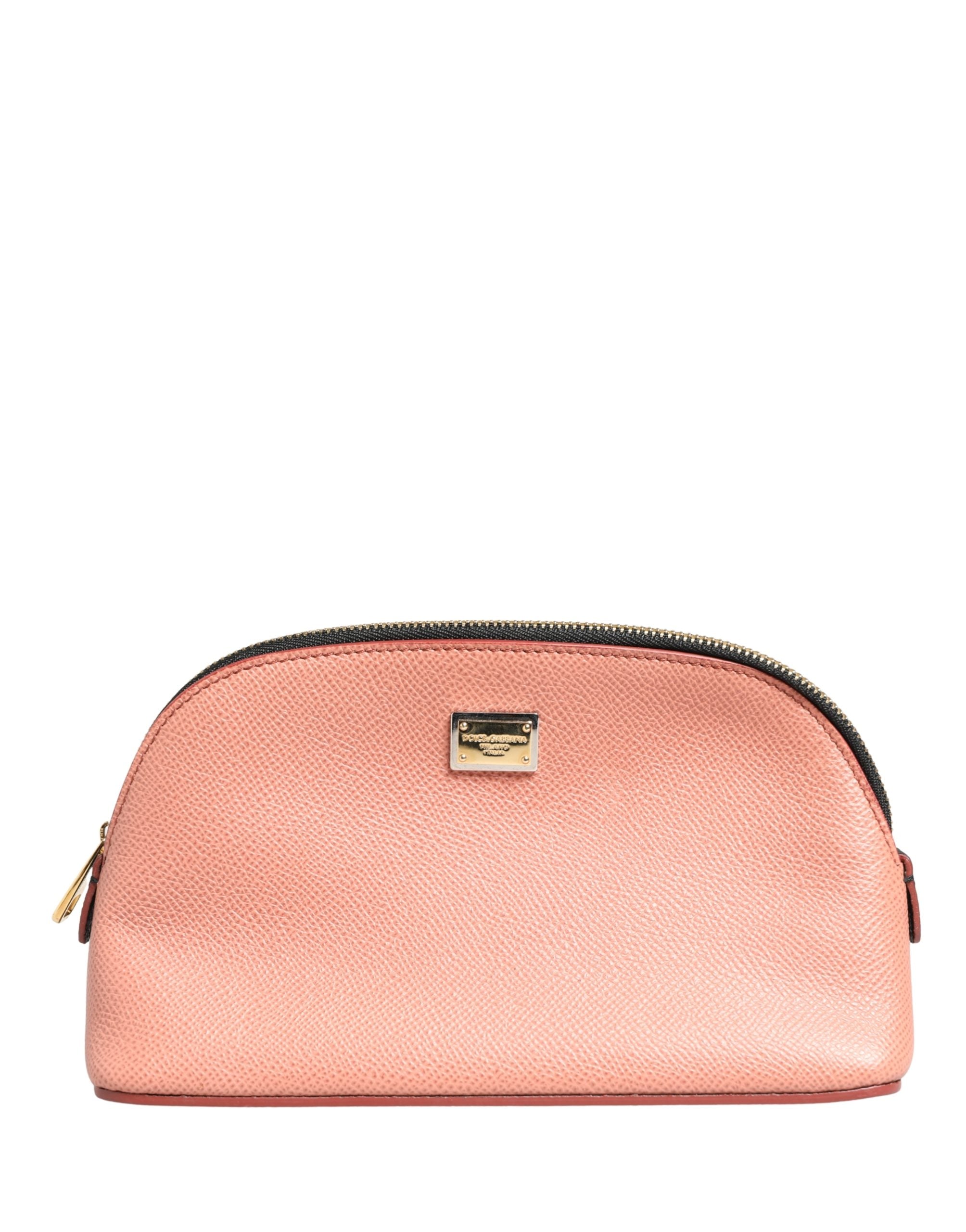 Dolce & Gabbana Beige Leather DG Logo Zip Around Hand Purse Pouch Wallet