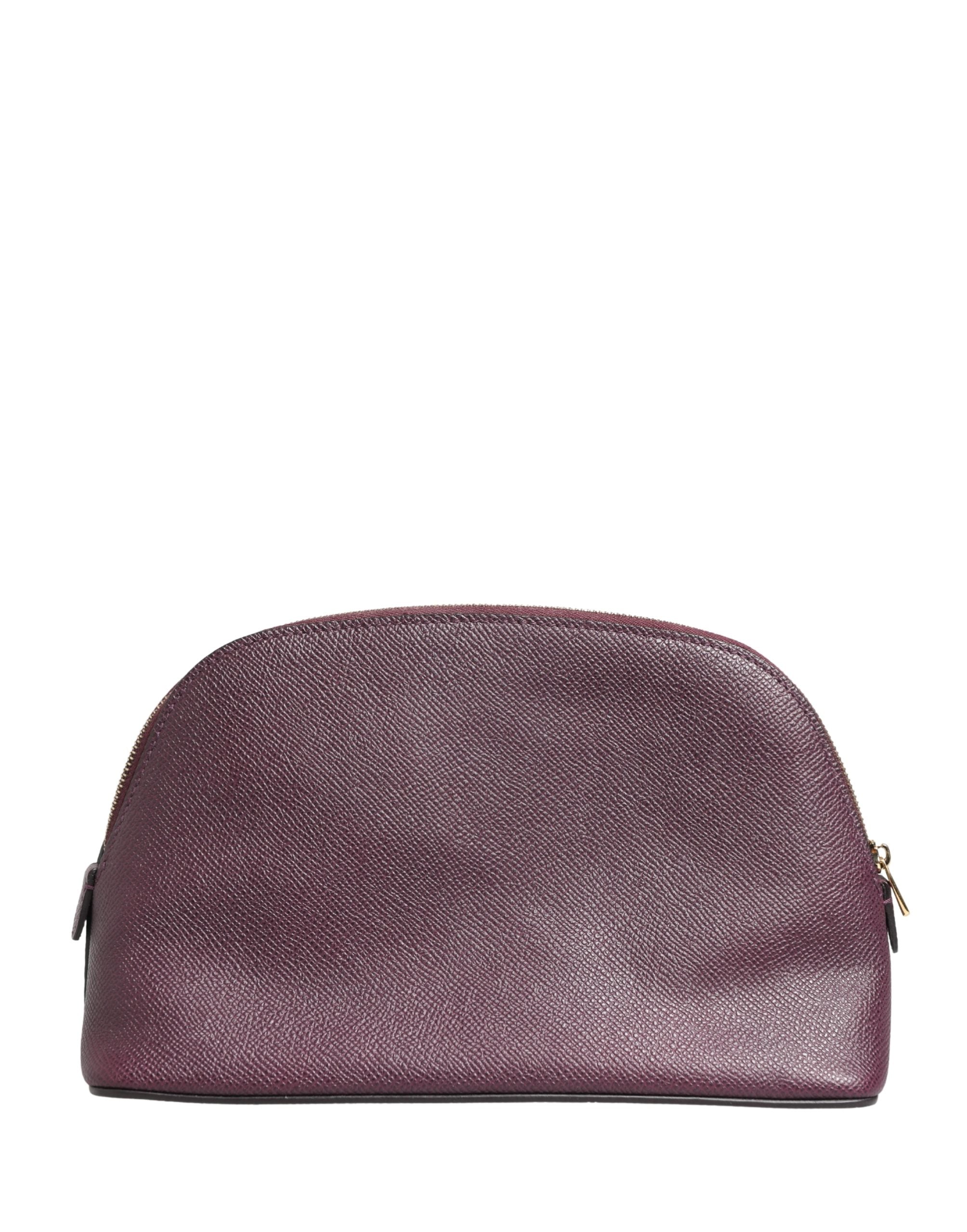 Dolce & Gabbana Dark Purple Leather DG Logo Zip Around Hand Purse Wallet
