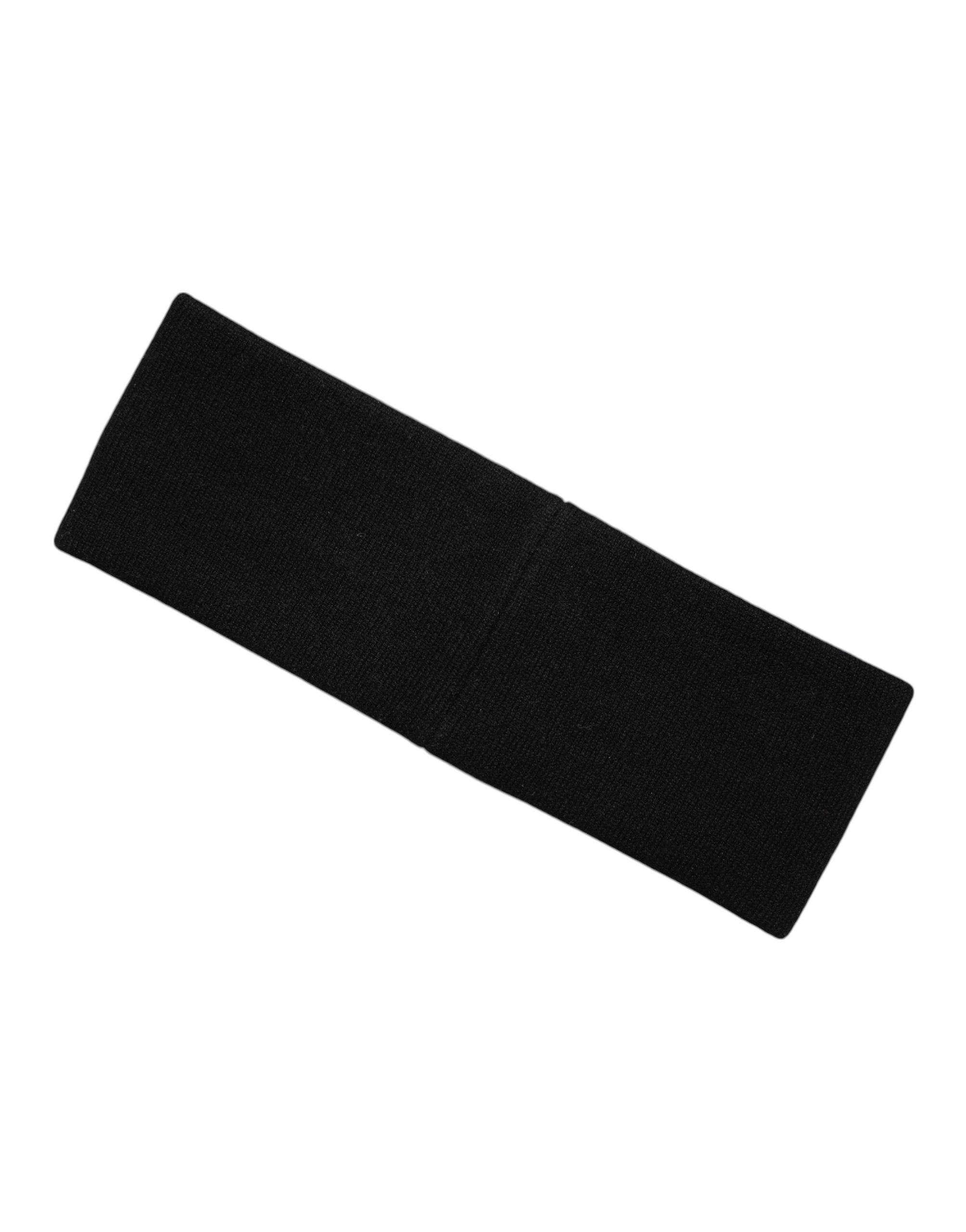 Dolce & Gabbana Men Black White Cashmere Logo Head Band Hat