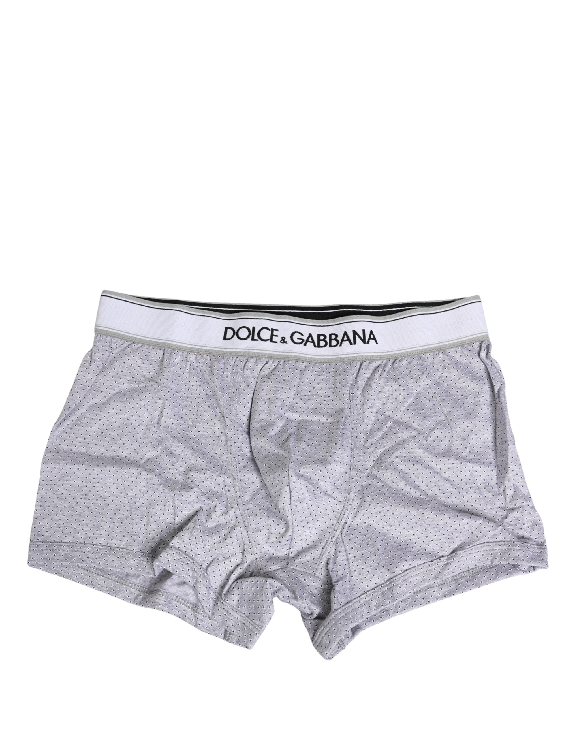 Dolce & Gabbana Gray Logo Cotton Men Regular Boxer Underwear