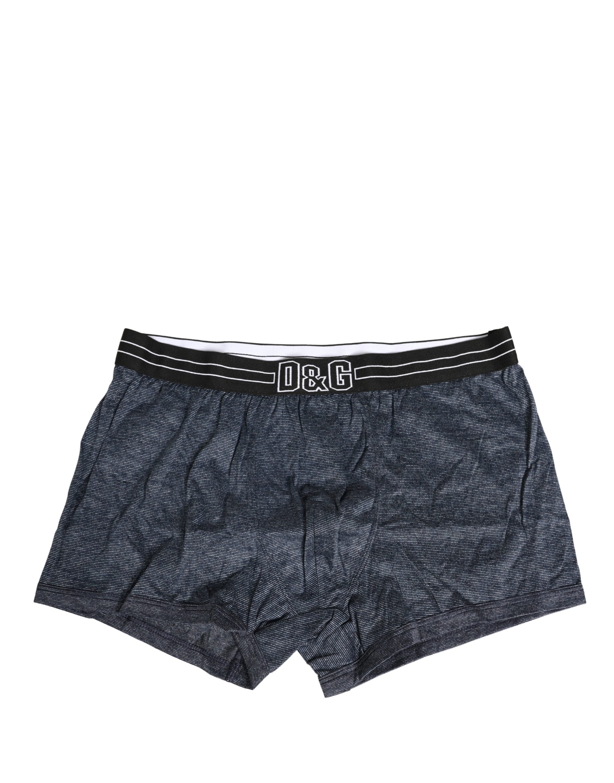 Dolce & Gabbana Dark Blue Logo Cotton Regular Boxer Underwear