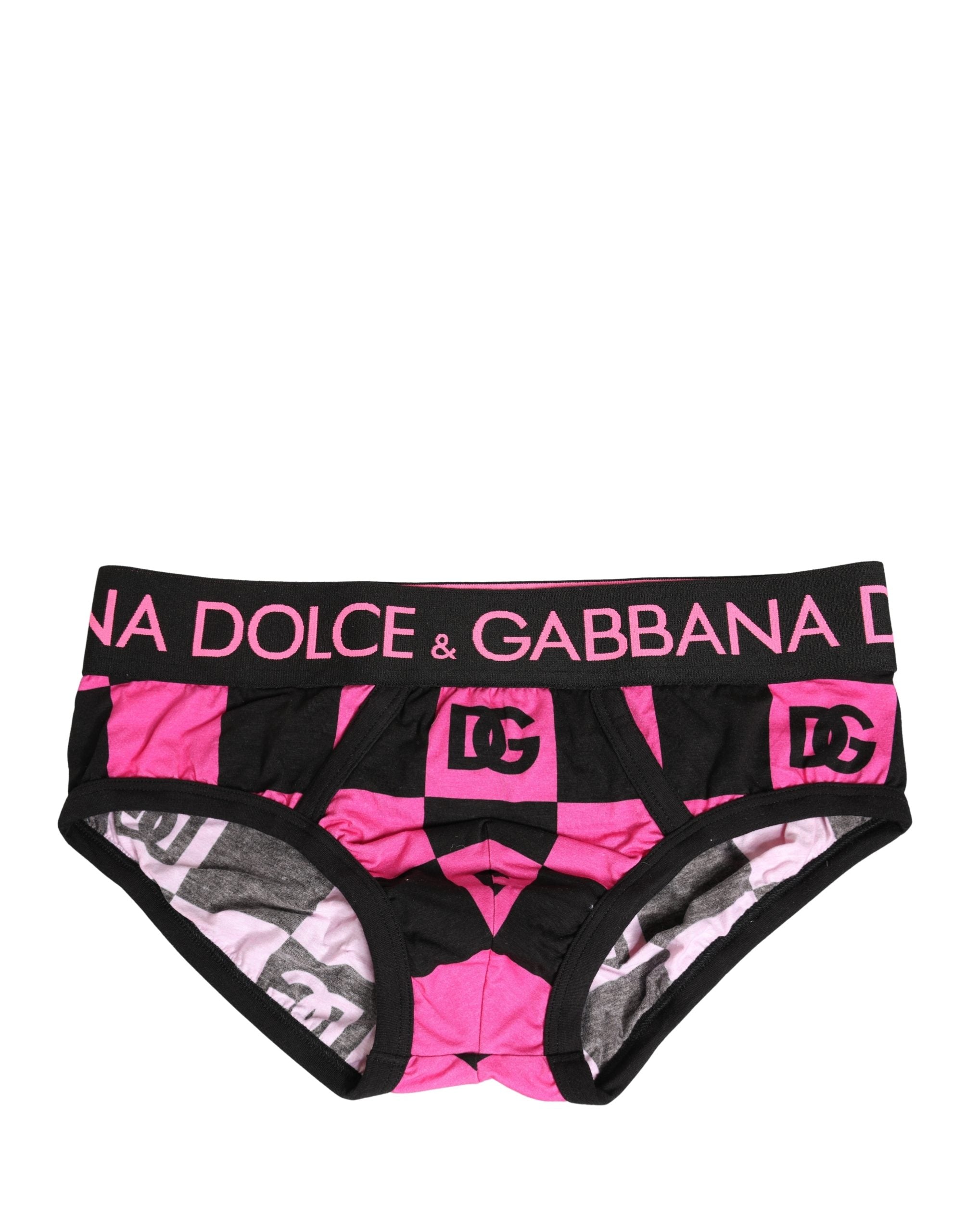 Dolce & Gabbana Black Pink Logo Cotton Brando Brief Underwear