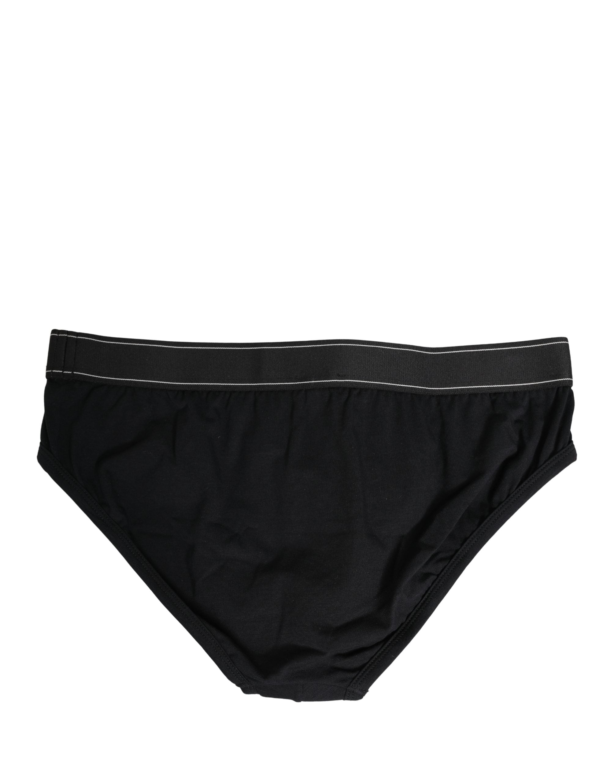 Dolce & Gabbana Black Cotton Logo Waistband Midi Brief Underwear