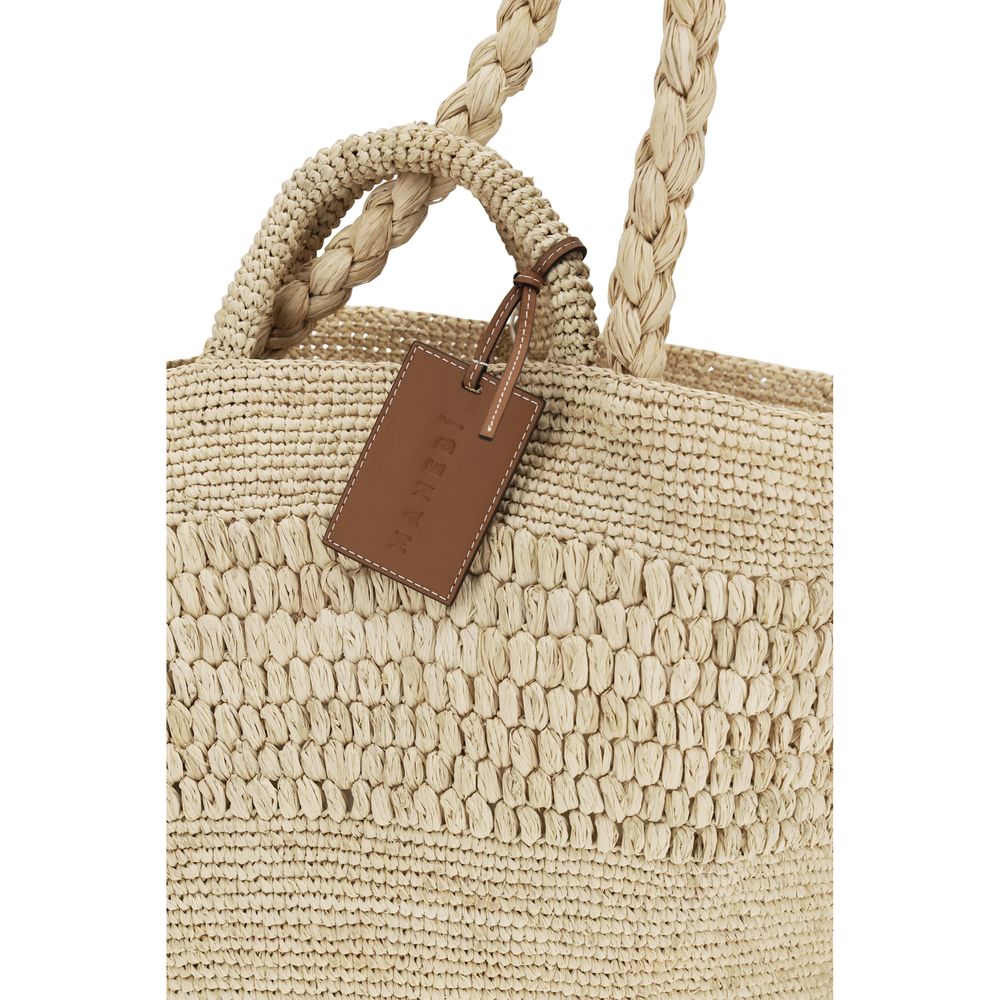 Manebi Beige Raffia Handbag