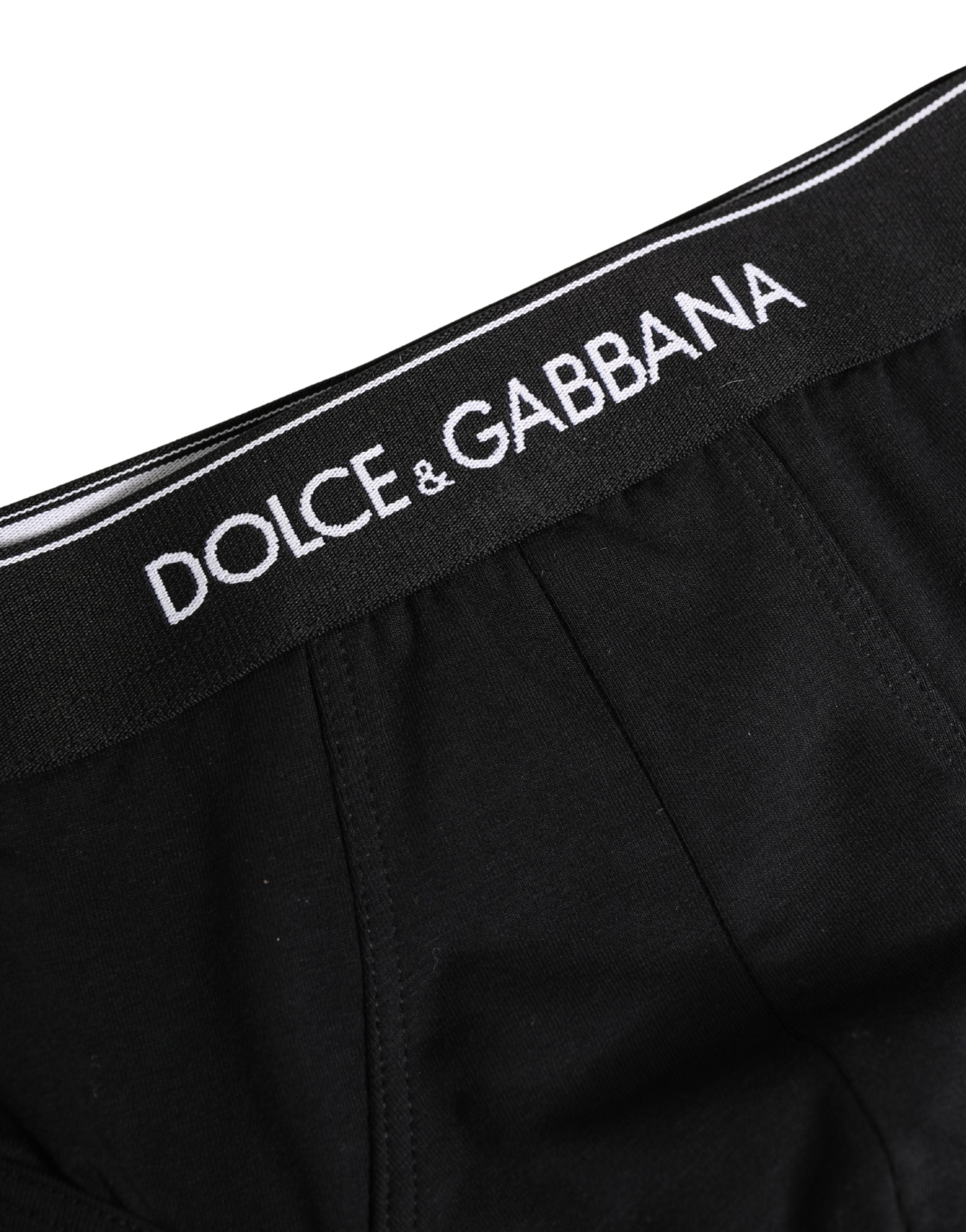 Dolce & Gabbana Black Cotton Logo Waistband Briefs Underwear