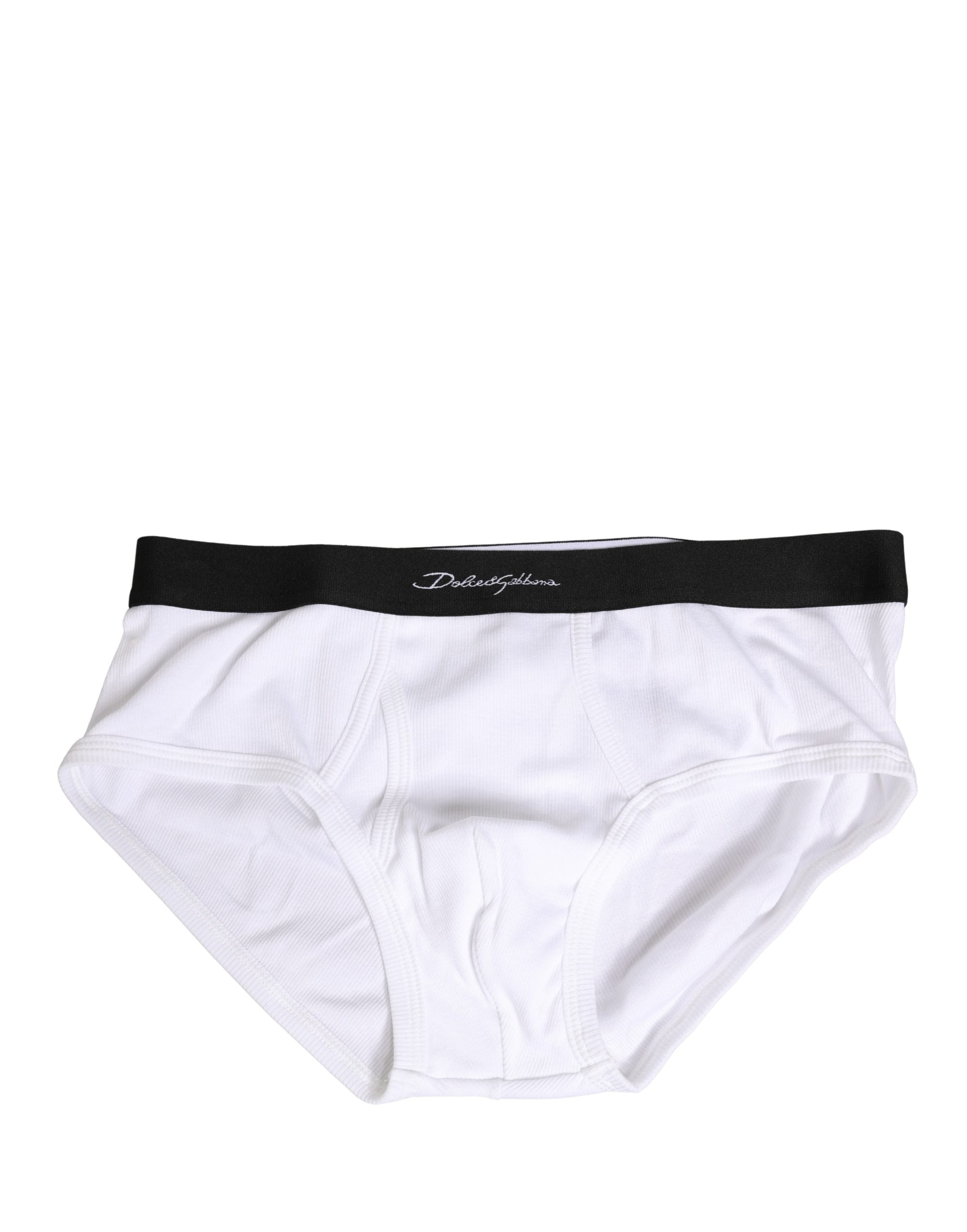 Dolce & Gabbana White Black Logo Waistband Men Brief Underwear