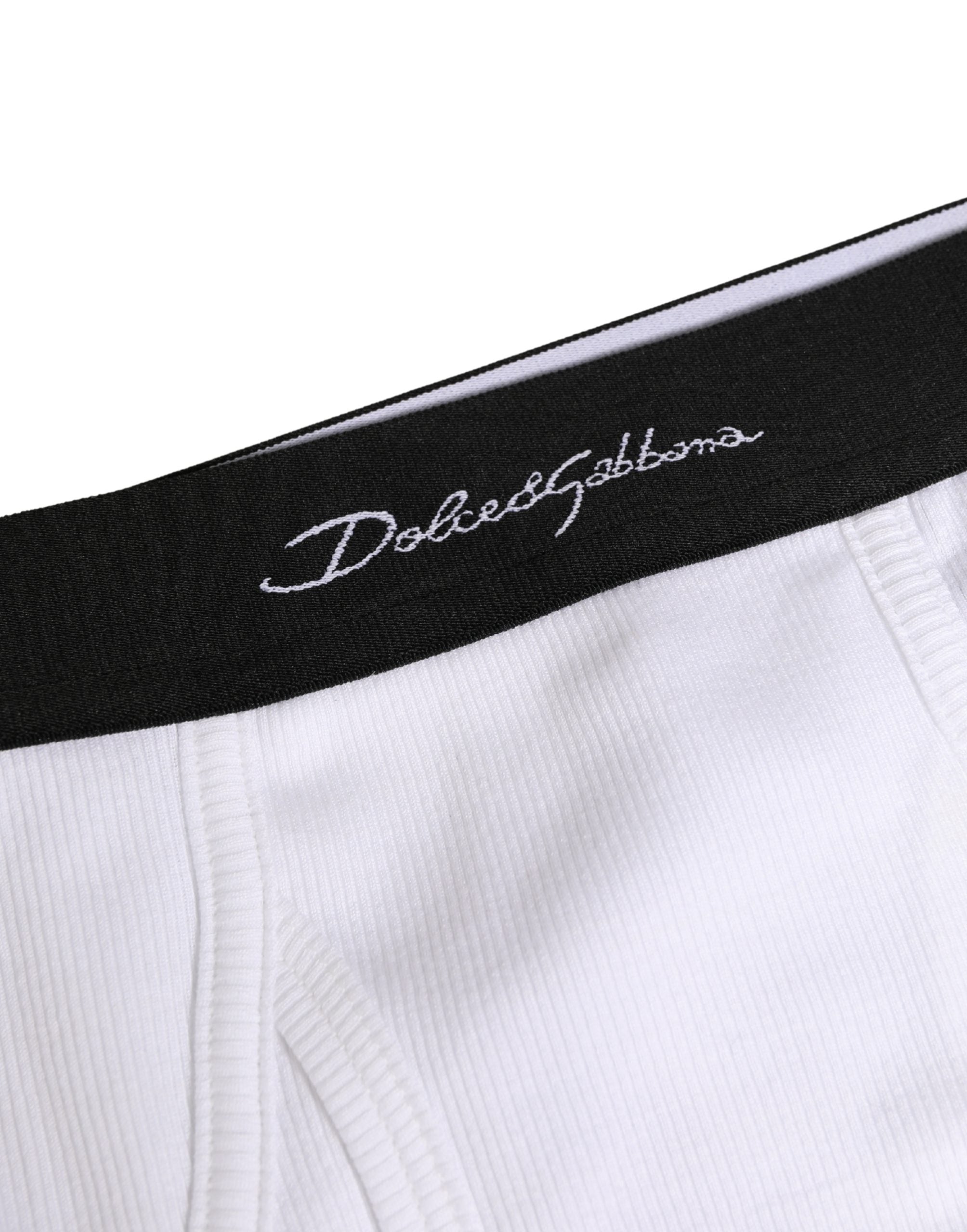 Dolce & Gabbana White Black Logo Waistband Men Brief Underwear