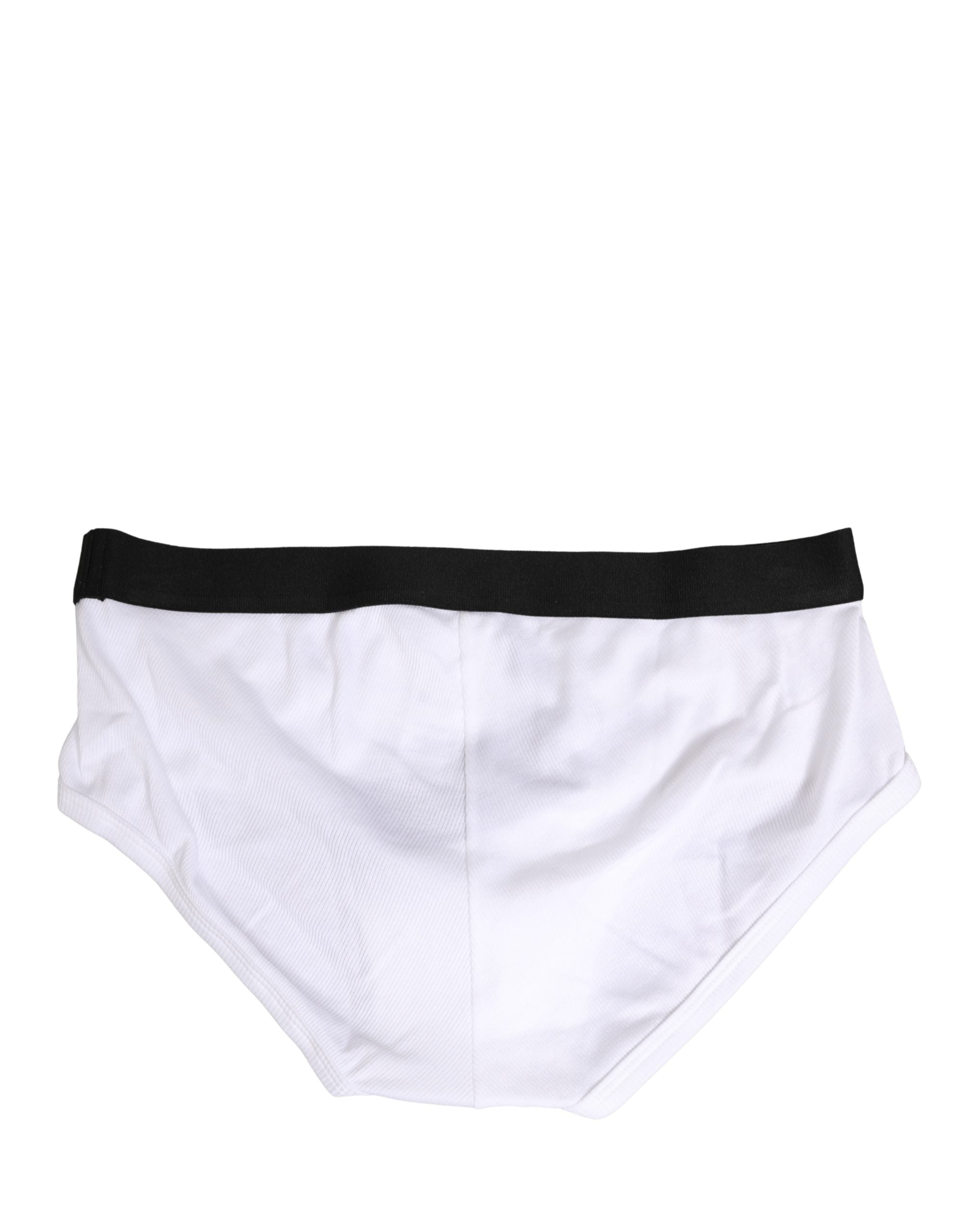 Dolce & Gabbana White Black Logo Waistband Men Brief Underwear