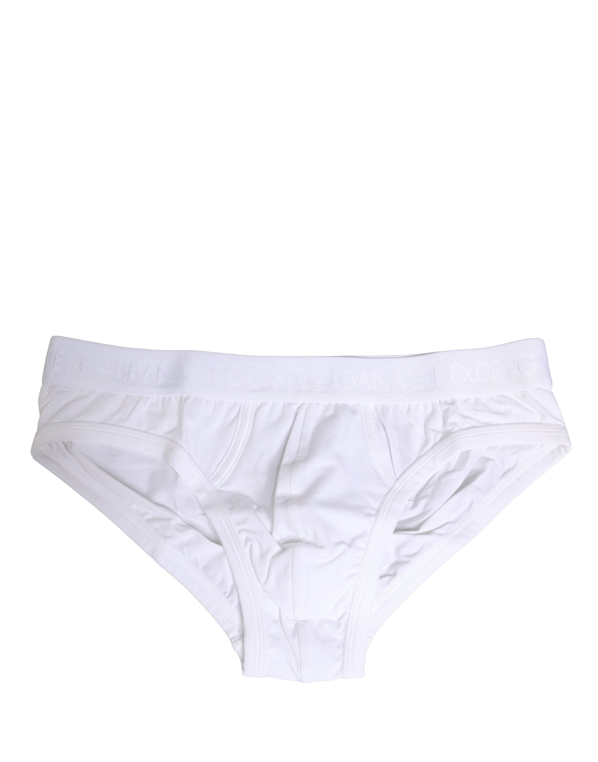 Dolce & Gabbana White Logo Waistband Cotton Men Brief Underwear