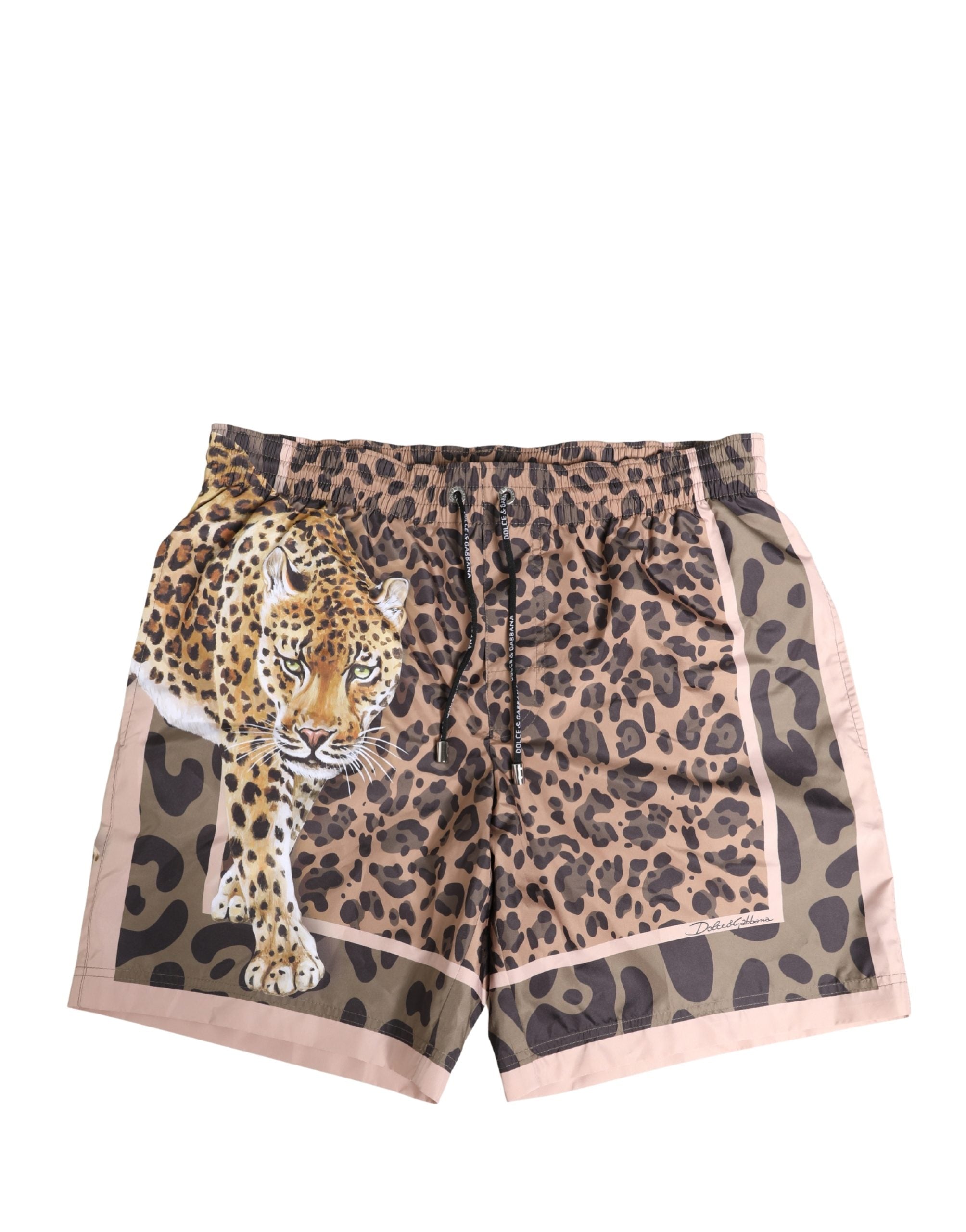 Dolce & Gabbana Multicolor Leopard Print Swim Trunks Swimwear