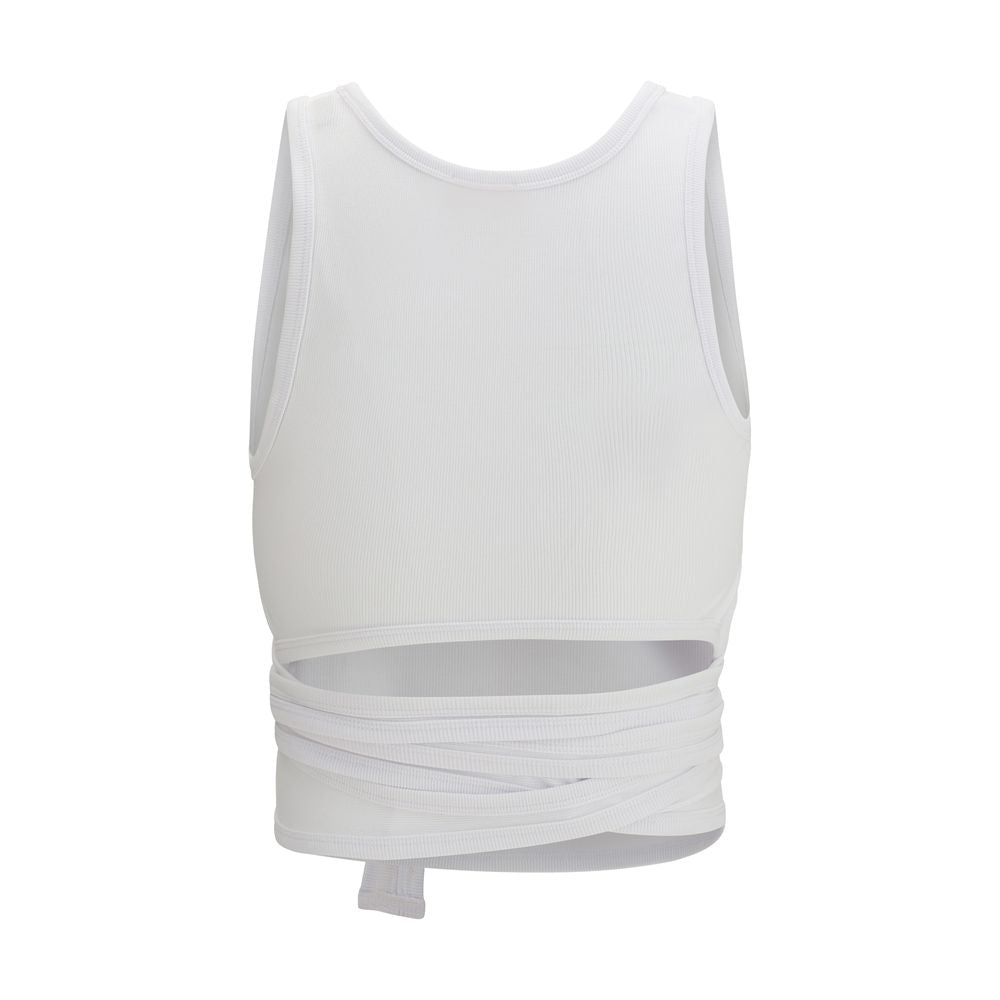Diesel White Cotton Sleeveles T-Shirt