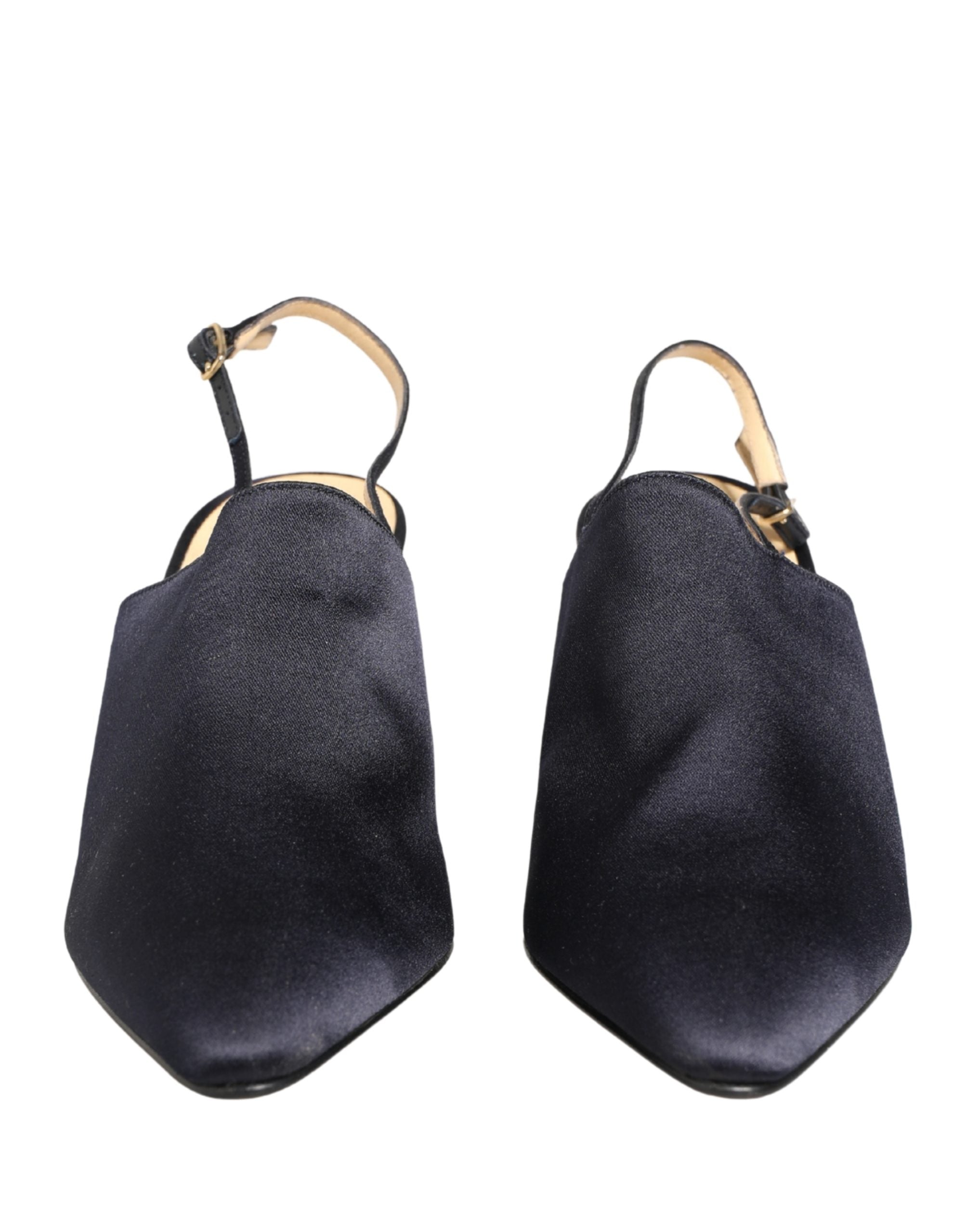 Dolce & Gabbana Black Suede Heels Slingbacks Shoes