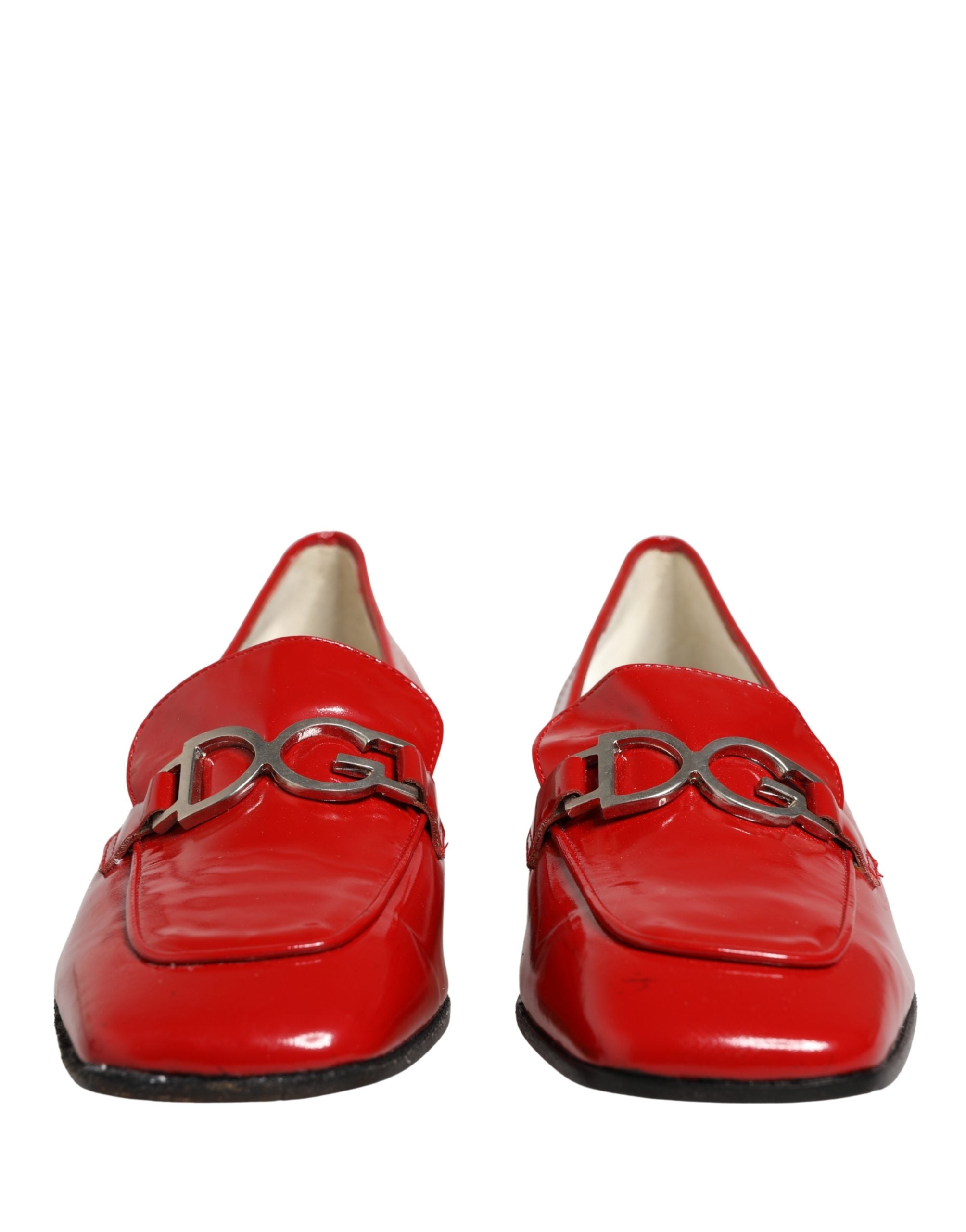 Dolce & Gabbana Red Patent Leather Moccasin Slip On Shoes