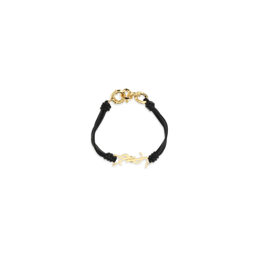 Saint Laurent Black Calf Leather Bos Taurus Bracelet
