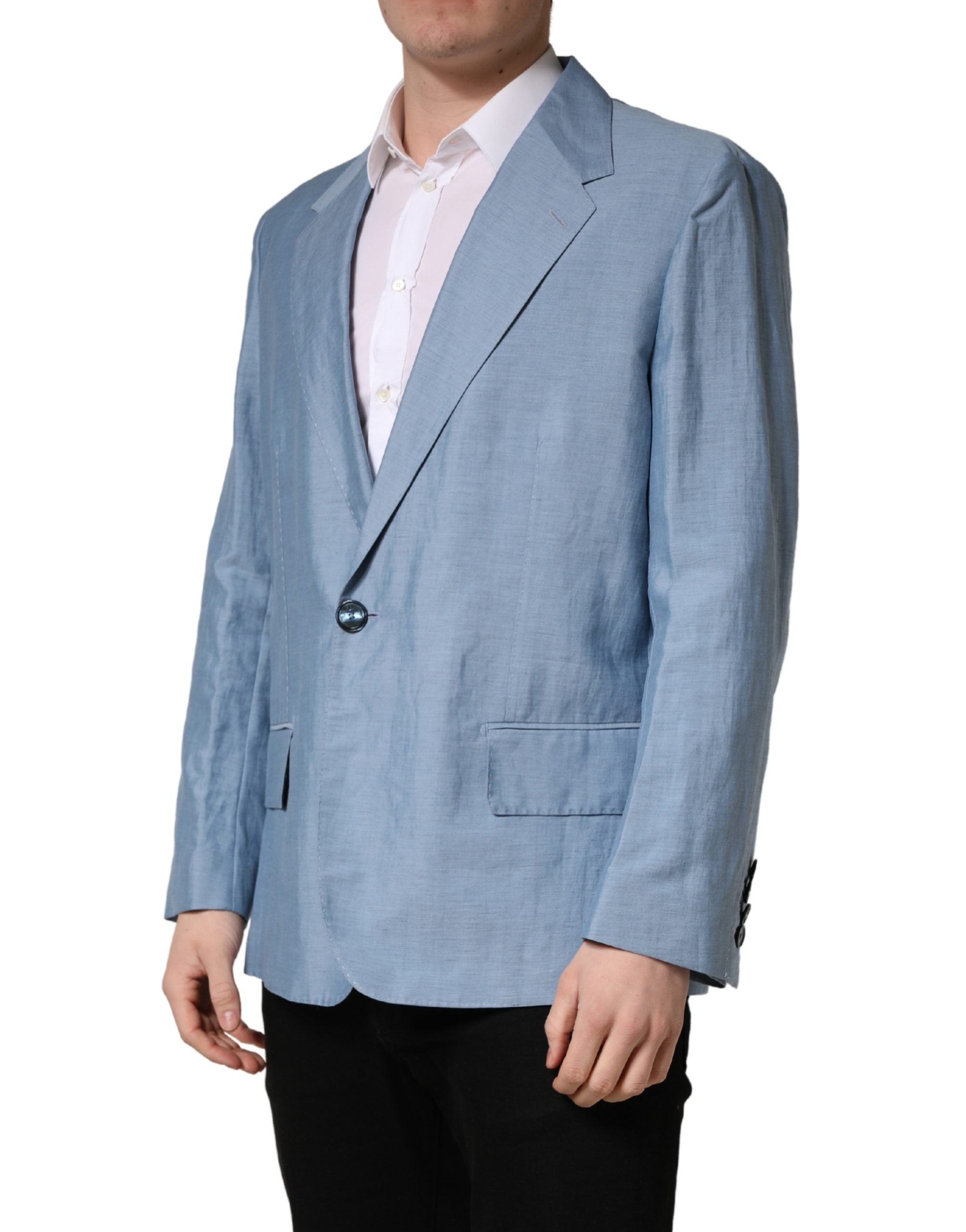 Dolce & Gabbana Light Blue Single Breasted Men Jacket Blazer
