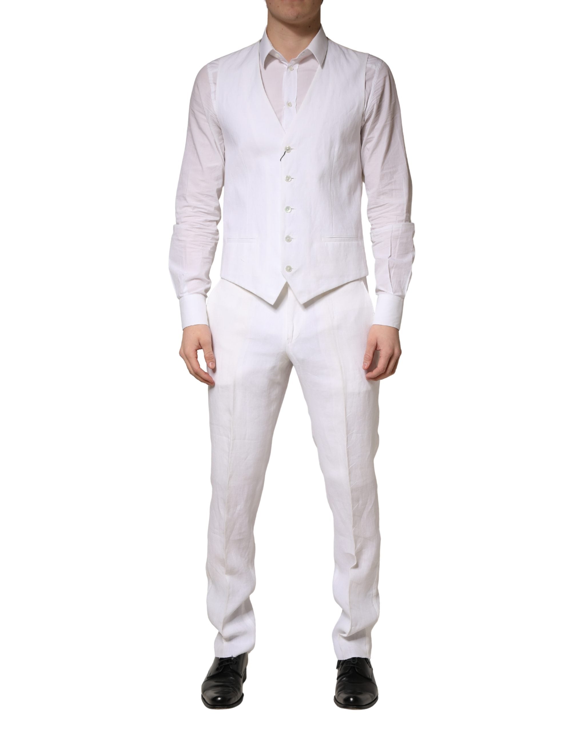 Dolce & Gabbana White SARTORIA Linen 2 Piece Men Formal Suit
