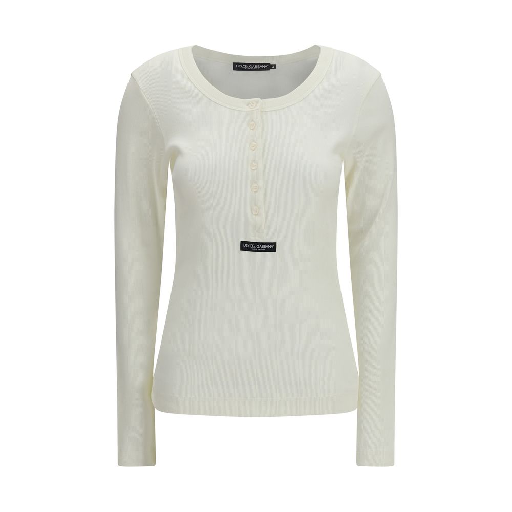 Dolce & Gabbana Beige Cotton Long Sleeve T-Shirt