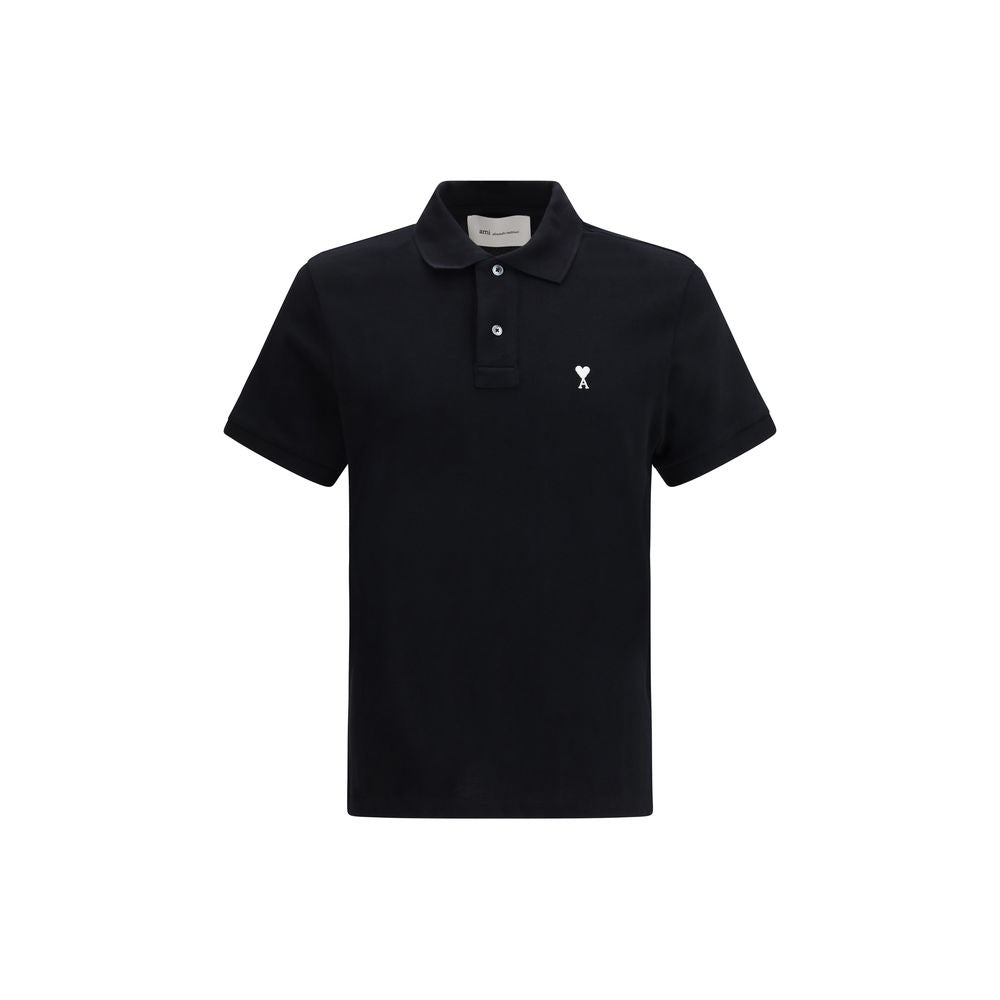 Ami Paris Black Cotton Polo Shirt