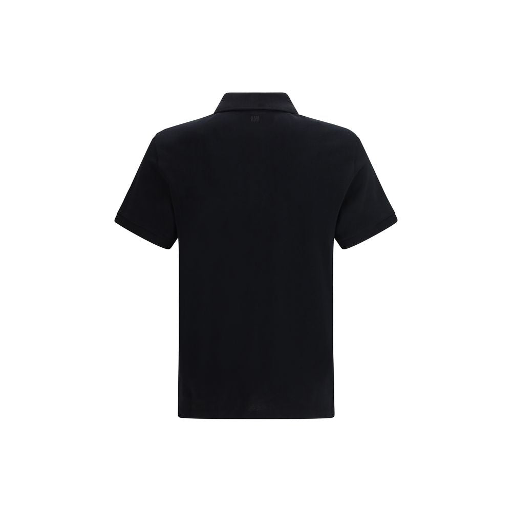 Ami Paris Black Cotton Polo Shirt