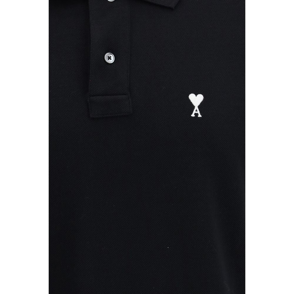 Ami Paris Black Cotton Polo Shirt