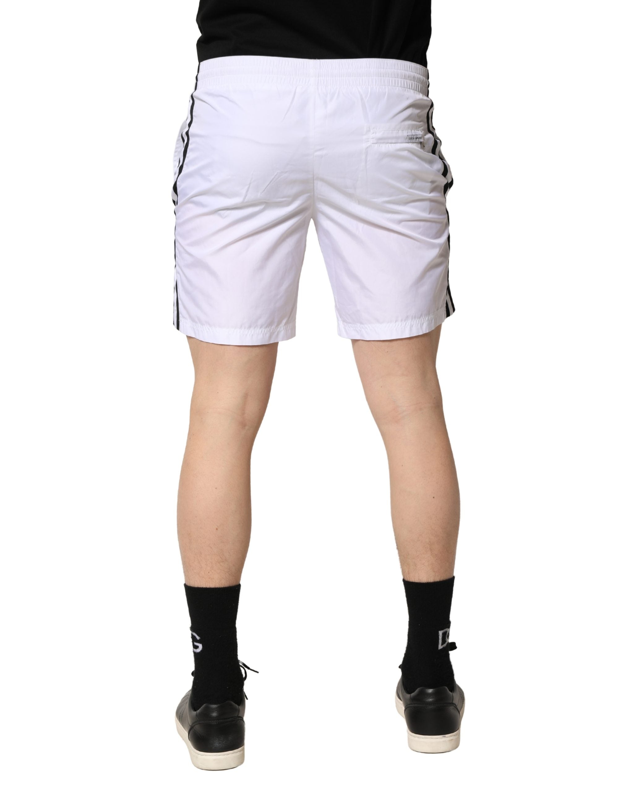 Dolce & Gabbana White Drawstring Men Swim Shorts Swimwear