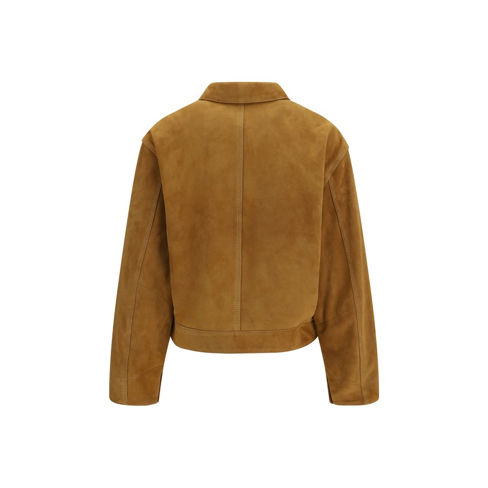 7FOR Beige Suede Leather Coat