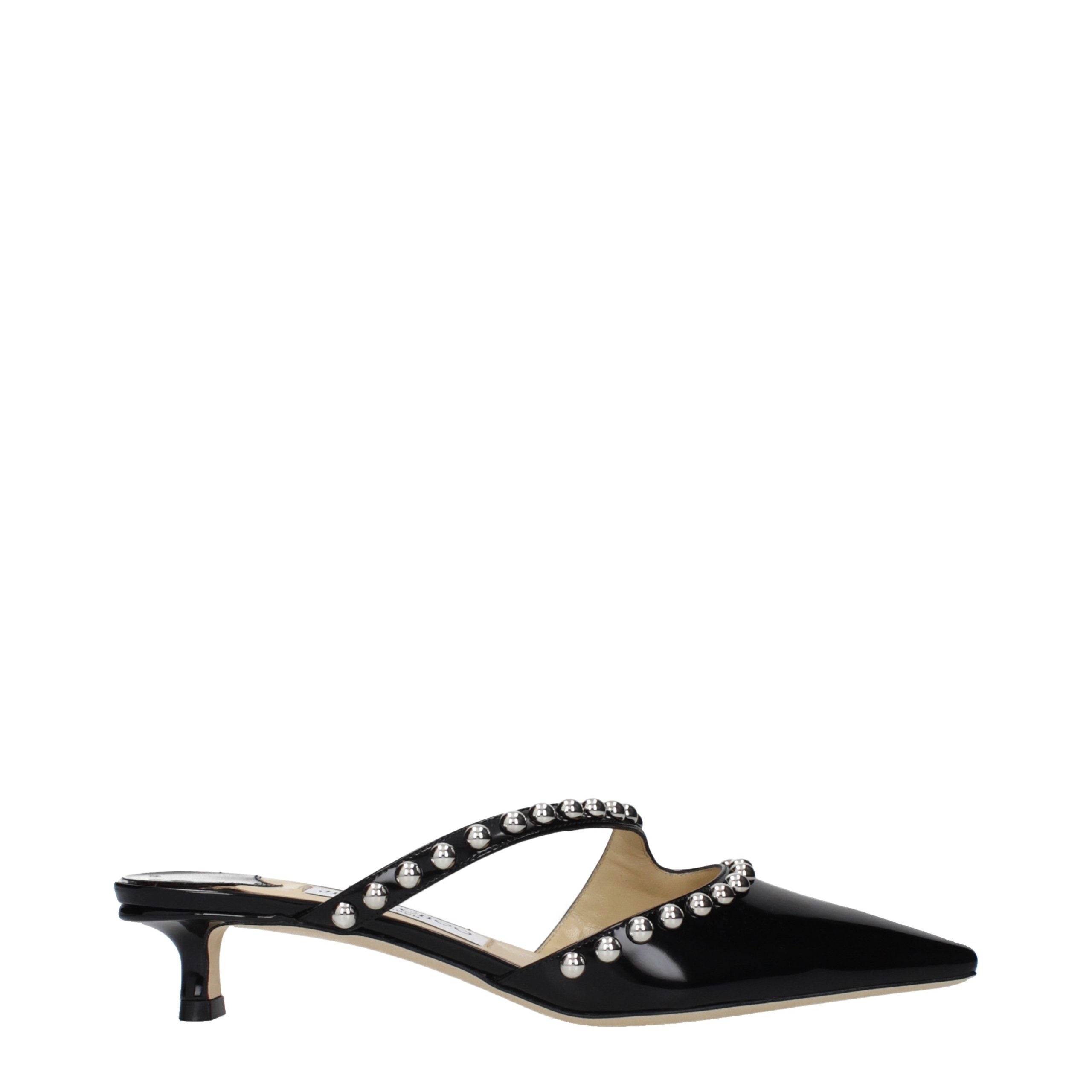 Jimmy Choo Black Leather Flat Sandals
