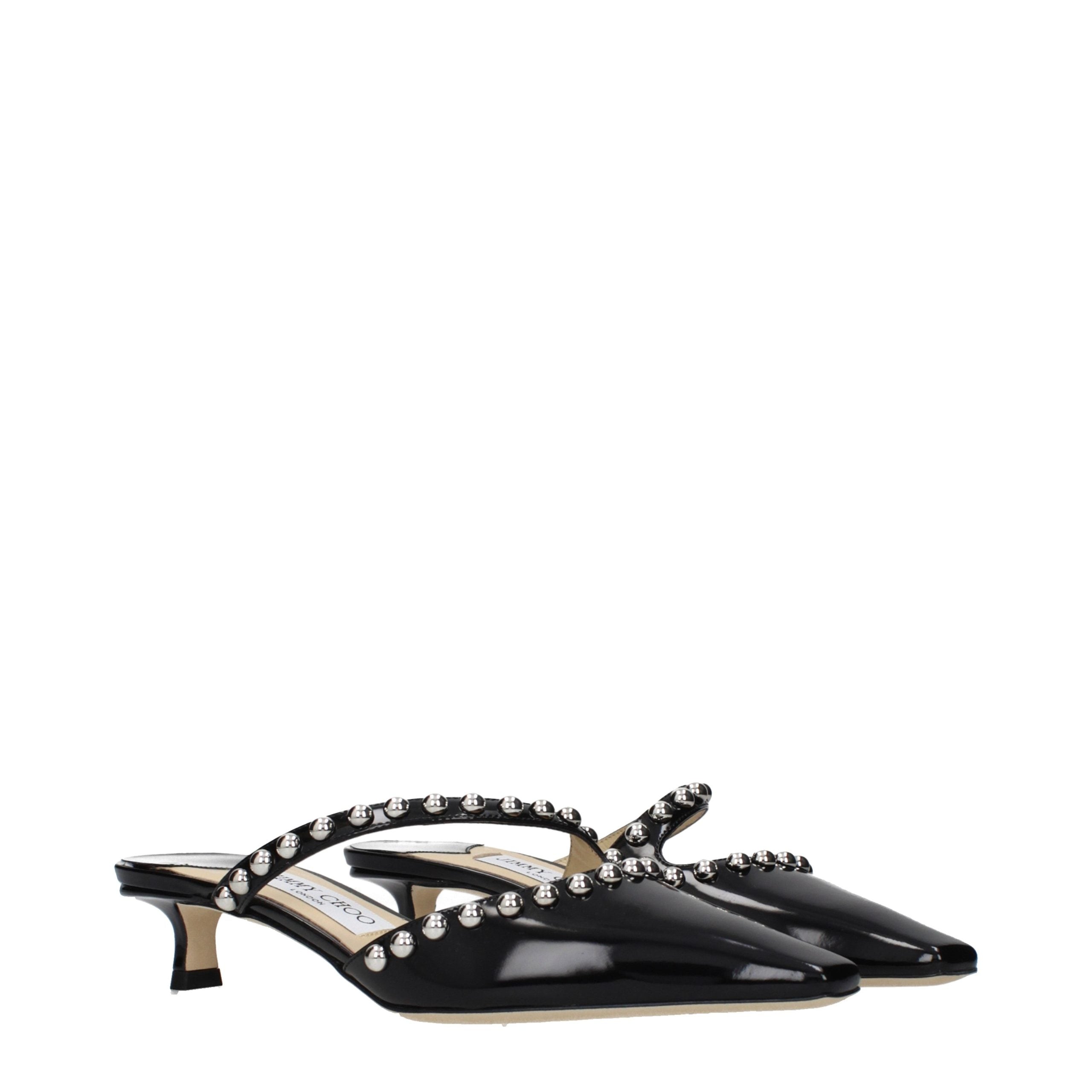 Jimmy Choo Black Leather Flat Sandals
