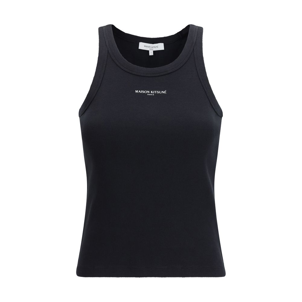 Maison Kitsuné Black Cotton Tank Tops