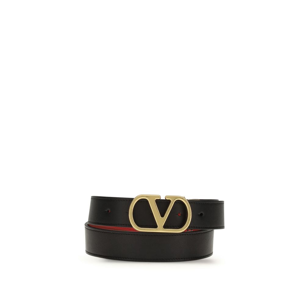 Valentino Garavani Black Calf Leather Bos Taurus Regular Belt