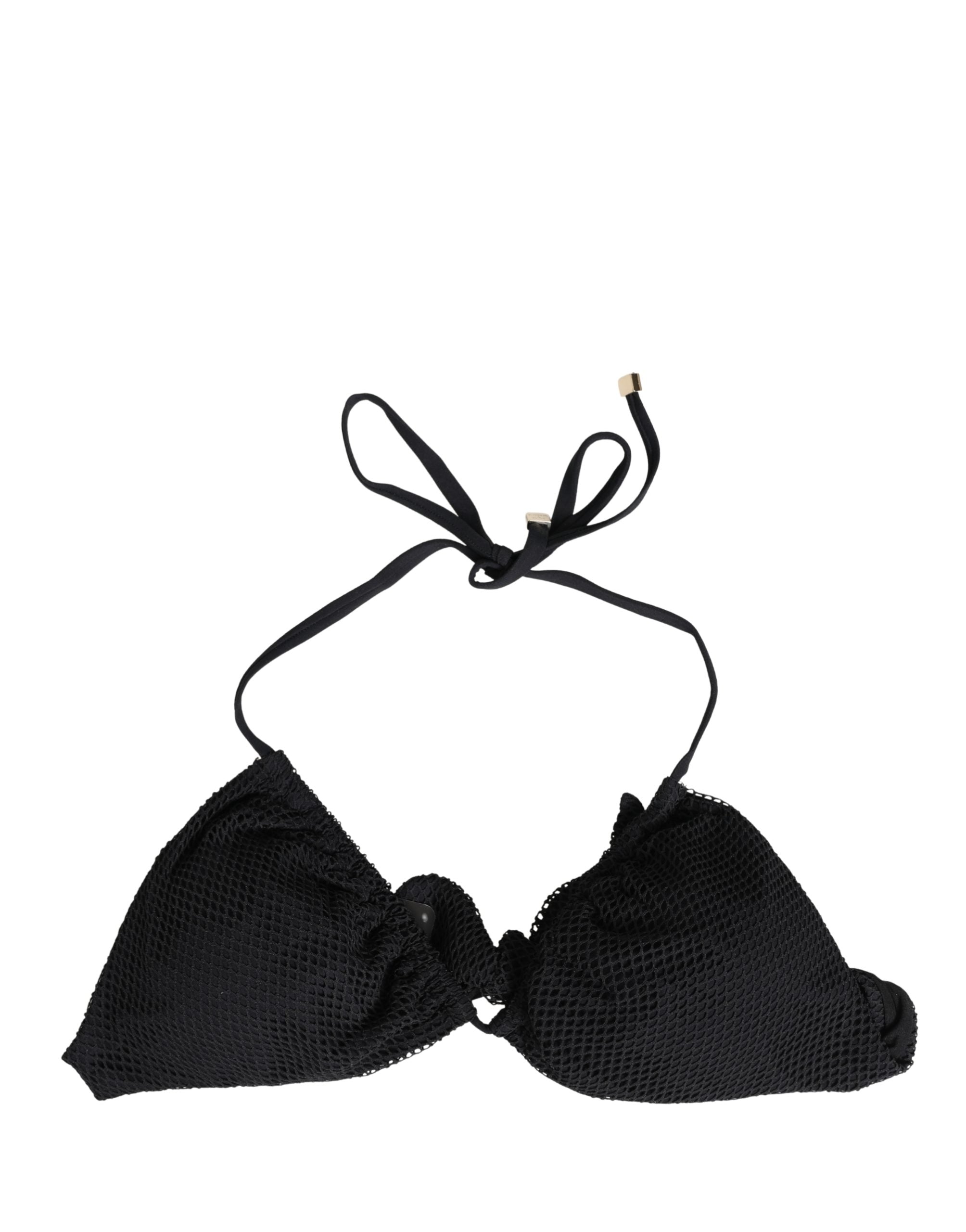 Dolce & Gabbana Black Padded Triangle Halter Bikini Top Swimwear