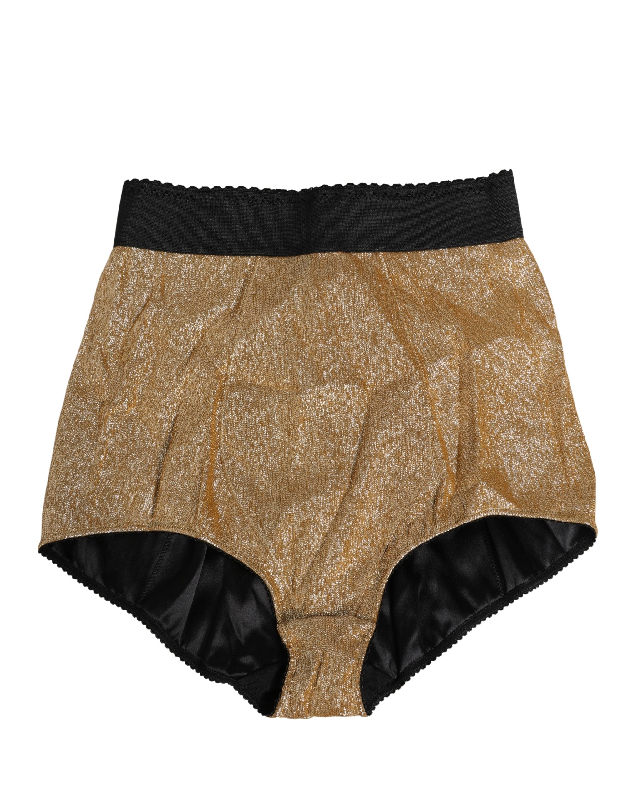 Dolce & Gabbana Gold Silk Blend High Waist Girdle Panty Underwear
