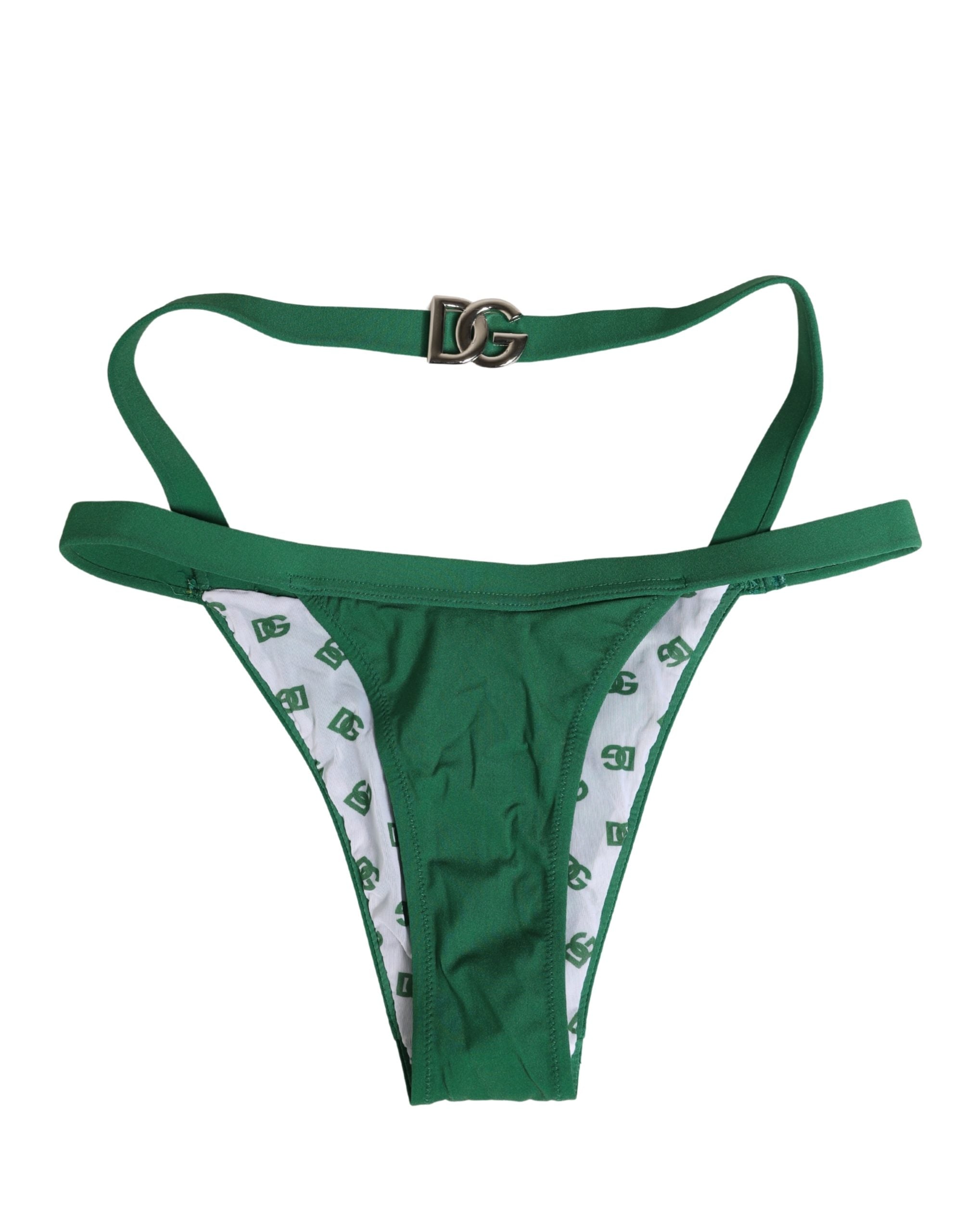 Dolce & Gabbana Green Logo Plaque Nylon Brief Panty Underwear
