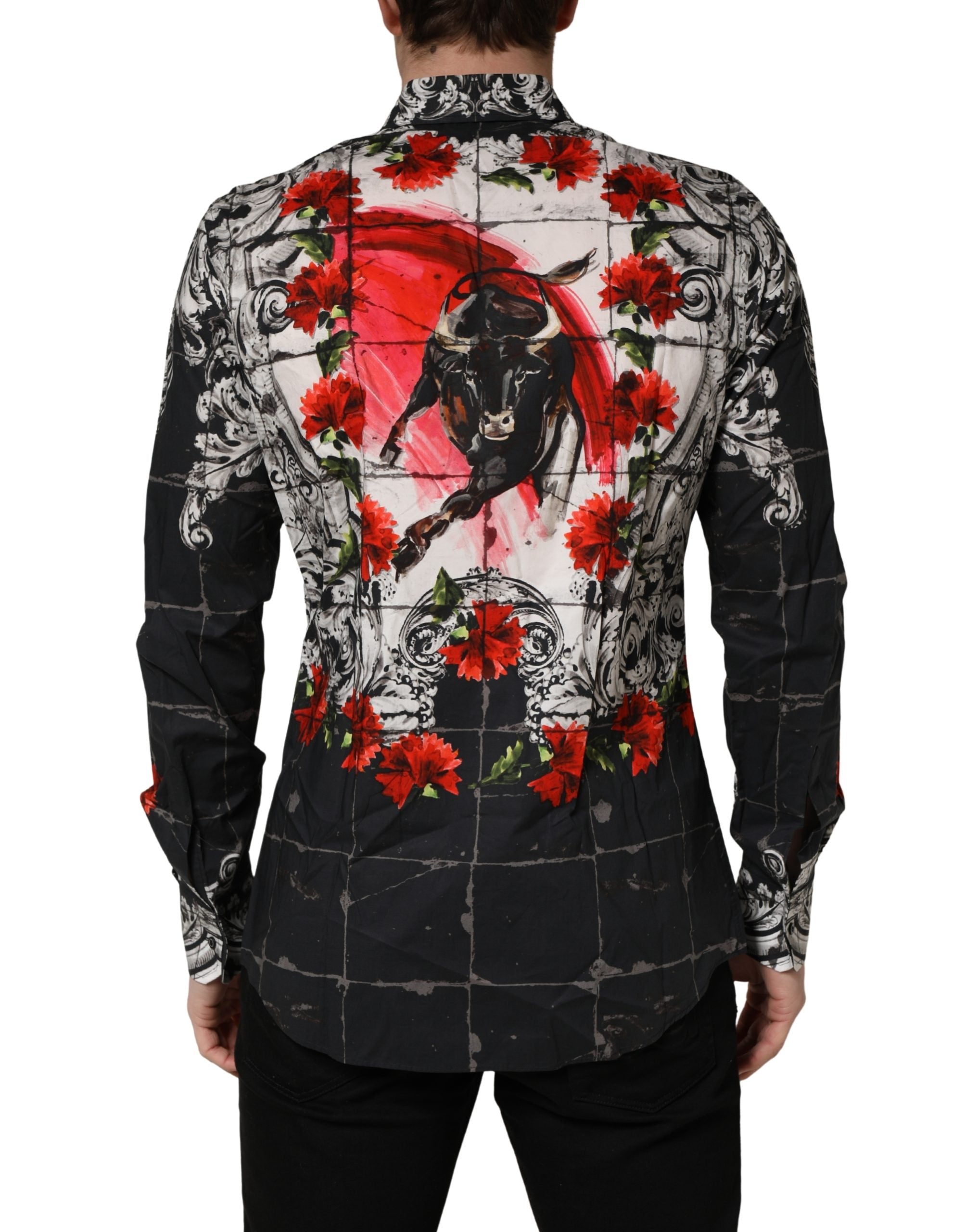 Dolce & Gabbana Multicolor Floral Bull Collared Men Dress Shirt
