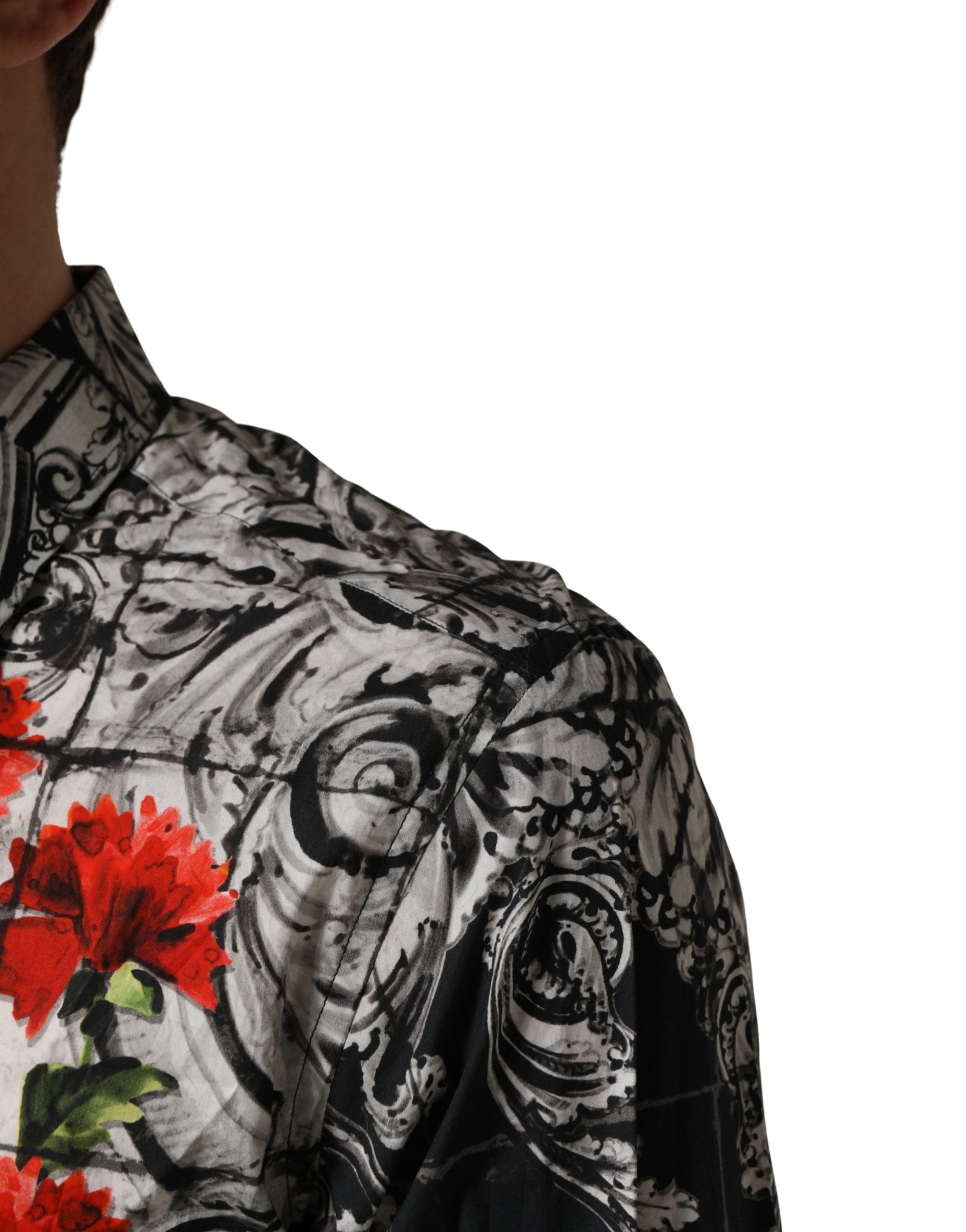 Dolce & Gabbana Multicolor Floral Bull Collared Men Dress Shirt