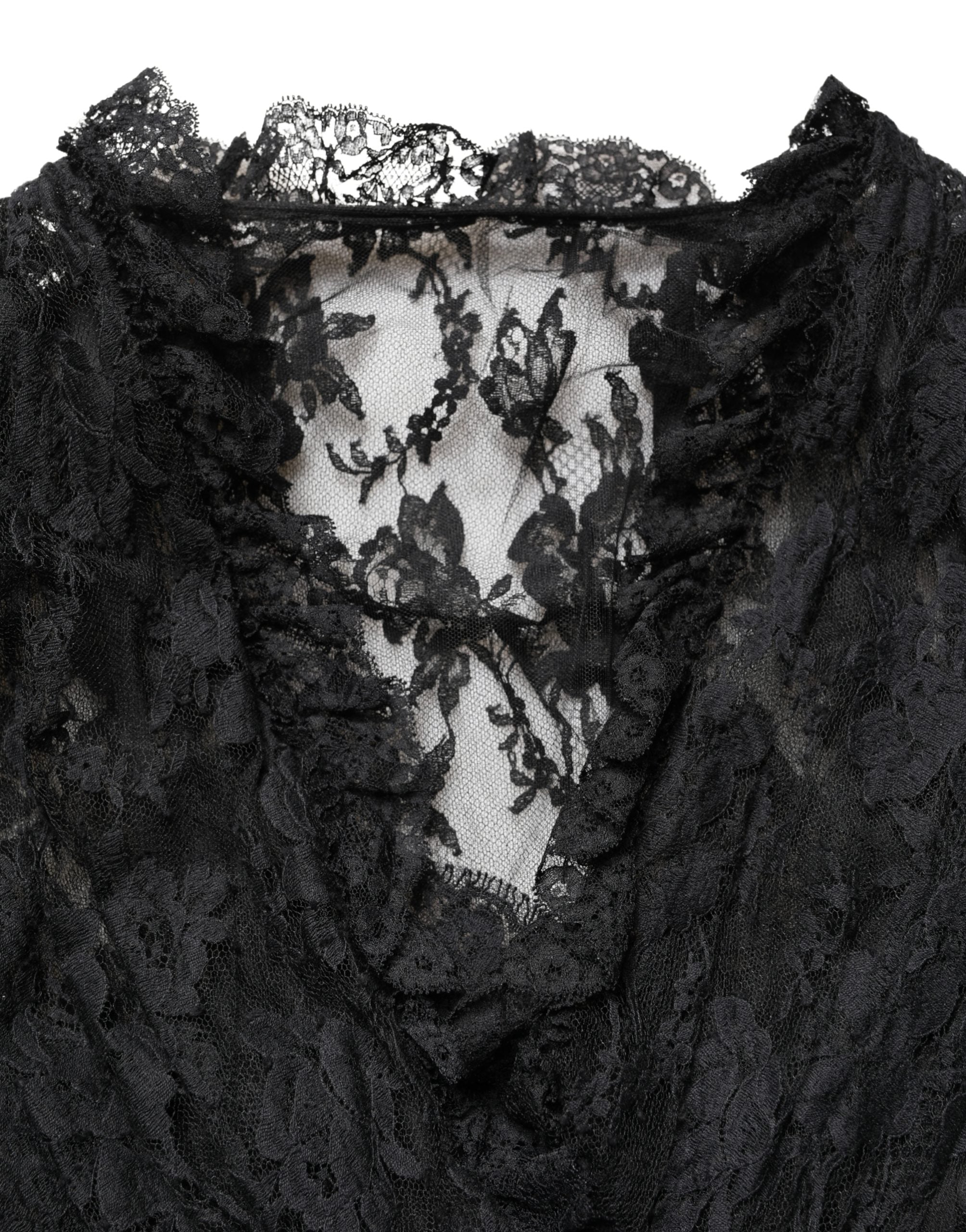 Dolce & Gabbana Black Lace A-line Long Evening Gown Dress