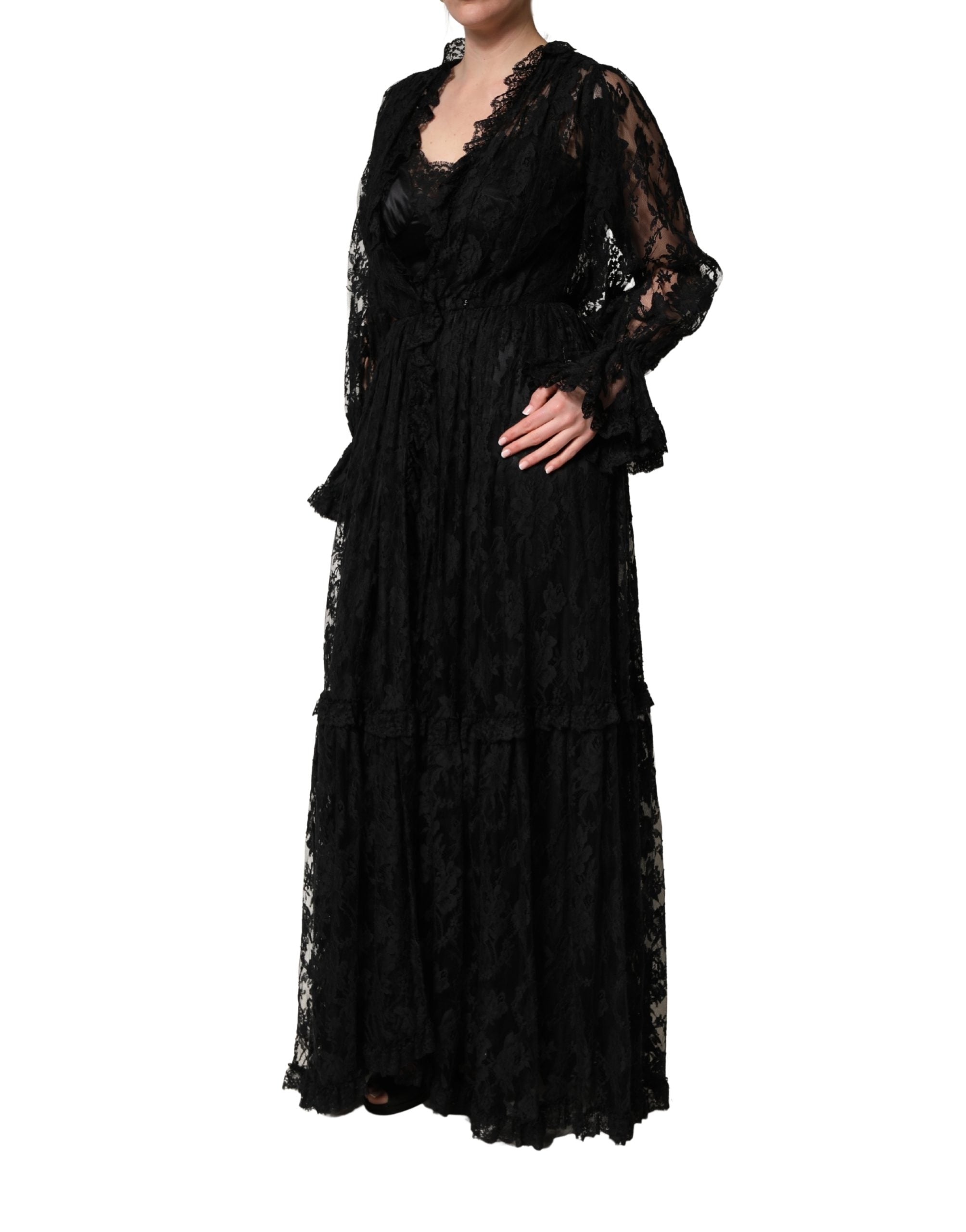 Dolce & Gabbana Black Lace A-line Long Evening Gown Dress