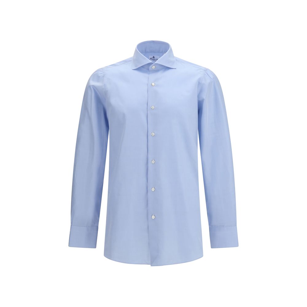 Finamore Blue Cotton Dress Shirt