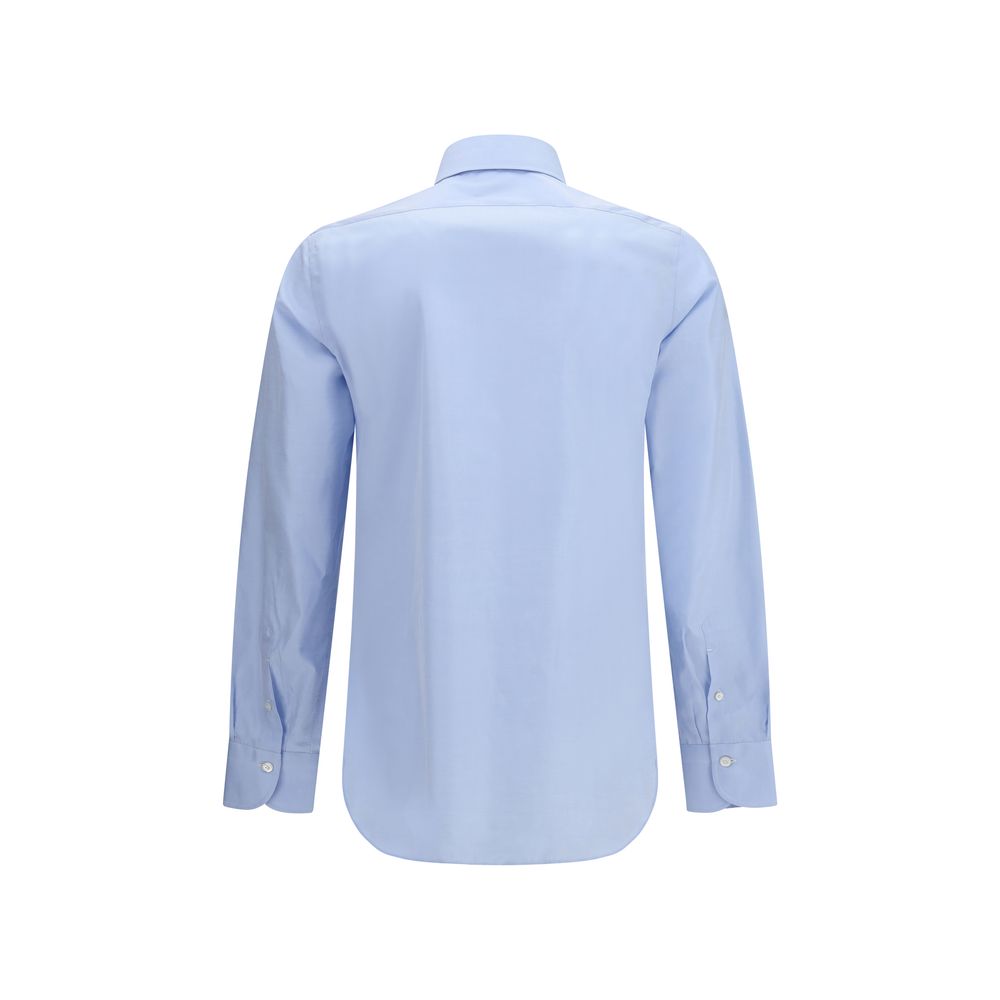 Finamore Blue Cotton Dress Shirt