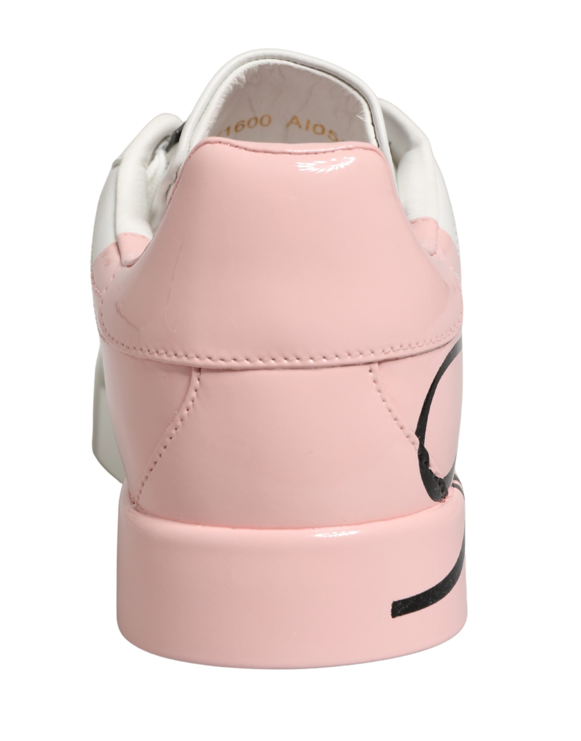 Dolce & Gabbana White Pink Lace Up Low Top Sneakers Shoes