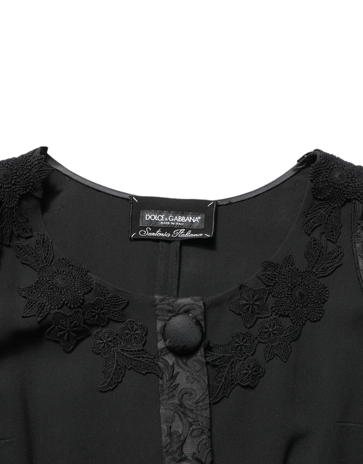 Dolce & Gabbana Dark Gray Button Fastening Lace Trimmed Blazer Jacket