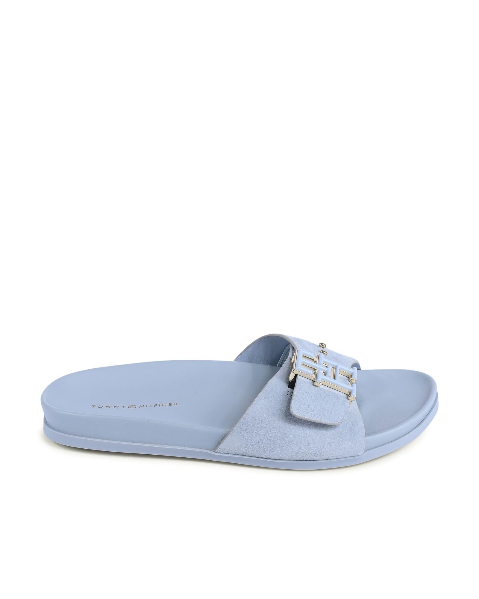Tommy Hilfiger Blue Leather Flat Sandals