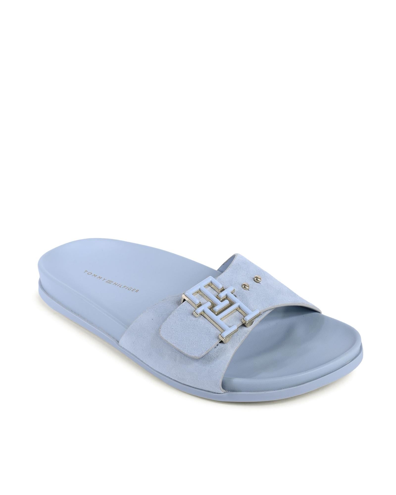 Tommy Hilfiger Blue Leather Flat Sandals