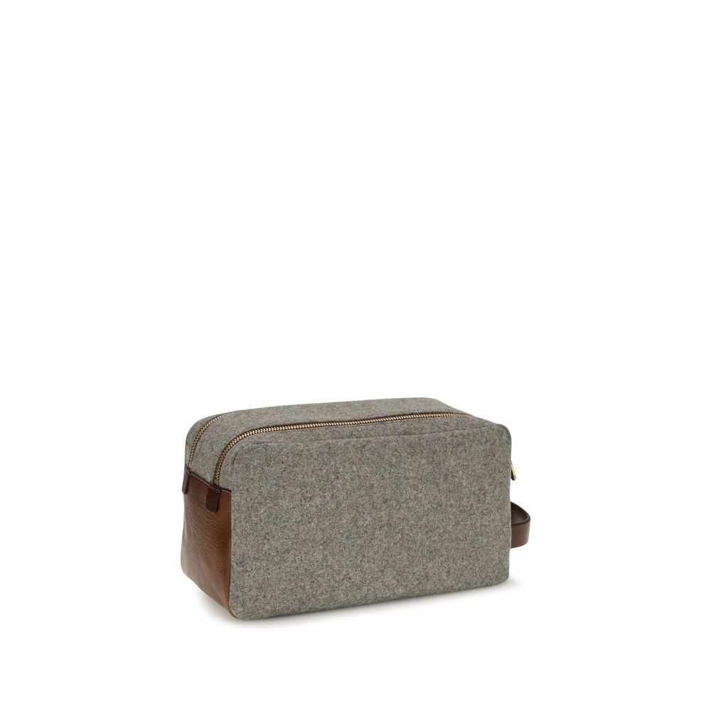 Brunello Cucinelli Gray Wool Oves Aries Wallet