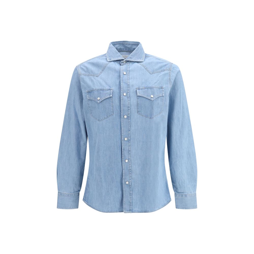 Brunello Cucinelli Blue Denim Shirt
