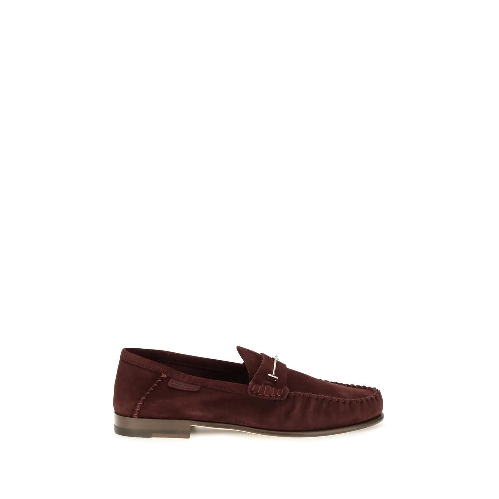 Tom Ford Bordeaux Calf Leather Bos Taurus Slip-On Loafers