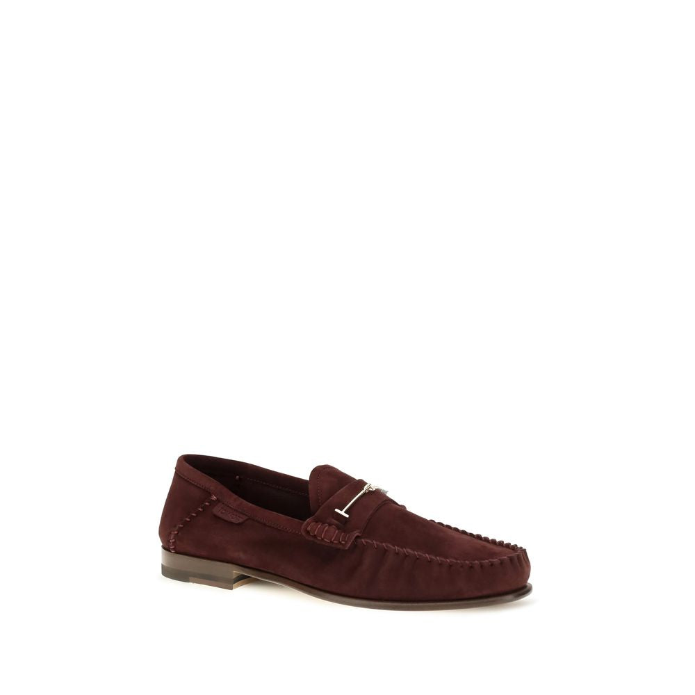 Tom Ford Bordeaux Calf Leather Bos Taurus Slip-On Loafers