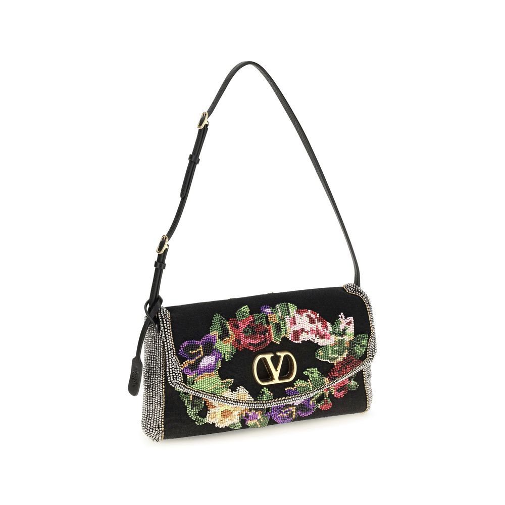 Valentino Garavani Multicolor Linen Shoulder Bag