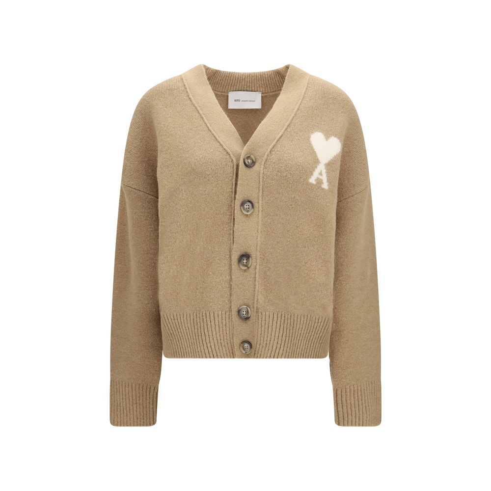 Ami Paris Beige Alpaca Vicugna Pacos Cardigan