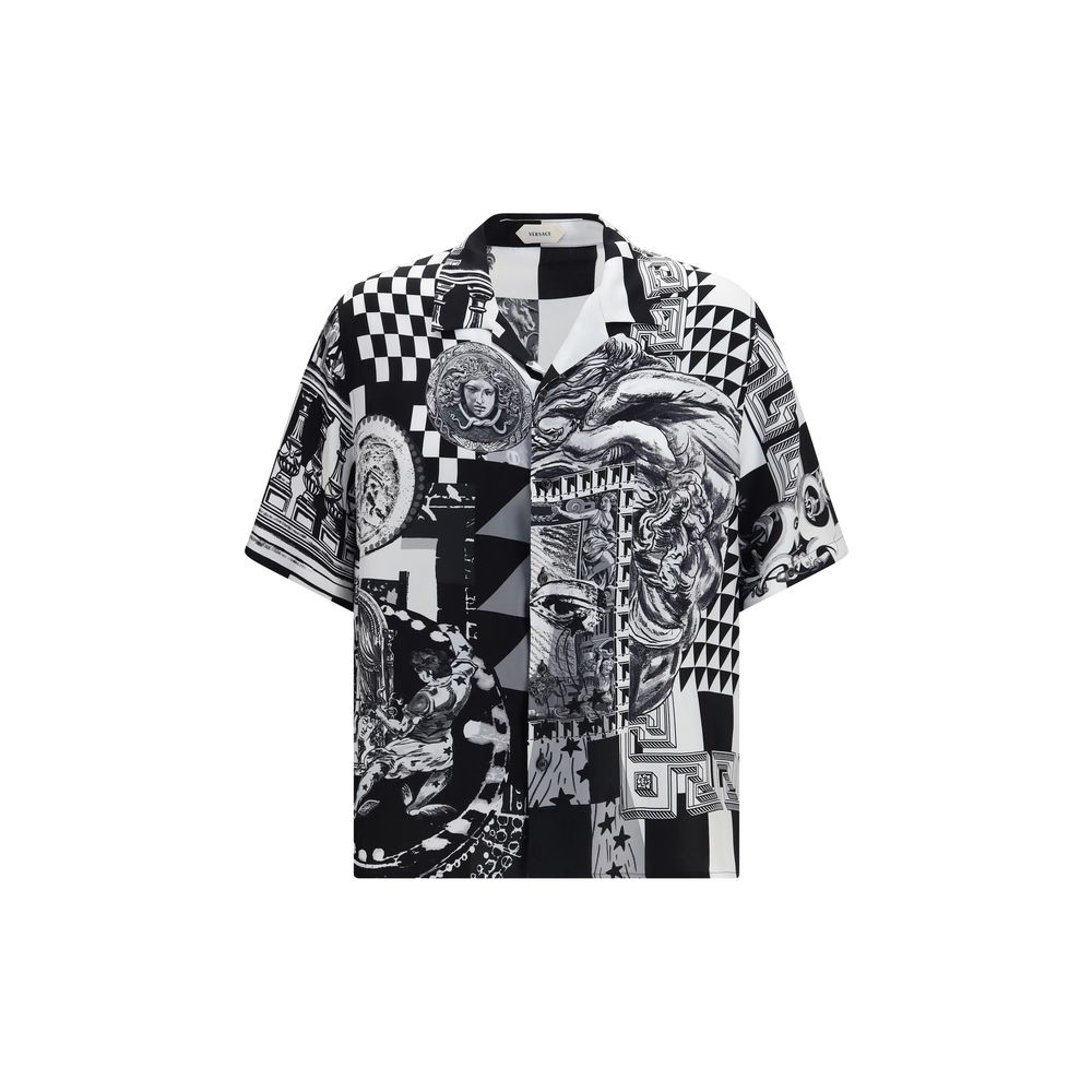 Versace Black Silk Pattern Shirt